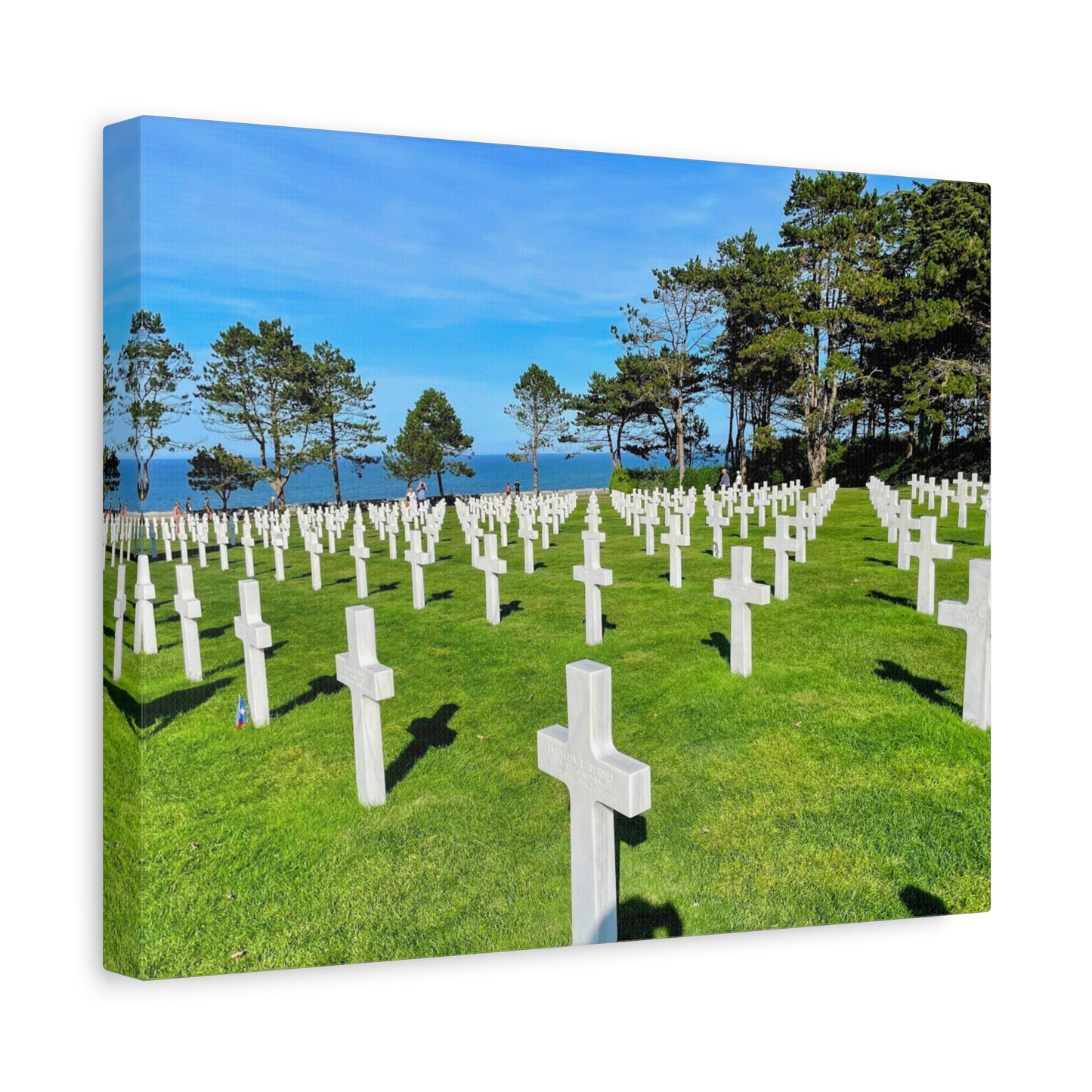 Memorial Canvas Print - Serene Cemetery Scene for Remembrance Normandy American Cemetery