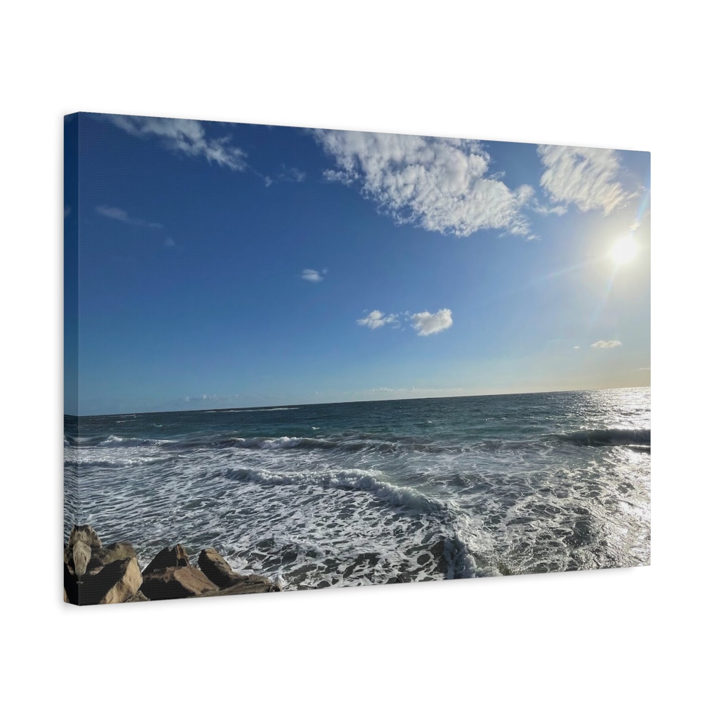 Ocean Waves Stretched Canvas Art - Serene Coastal Home Decor
