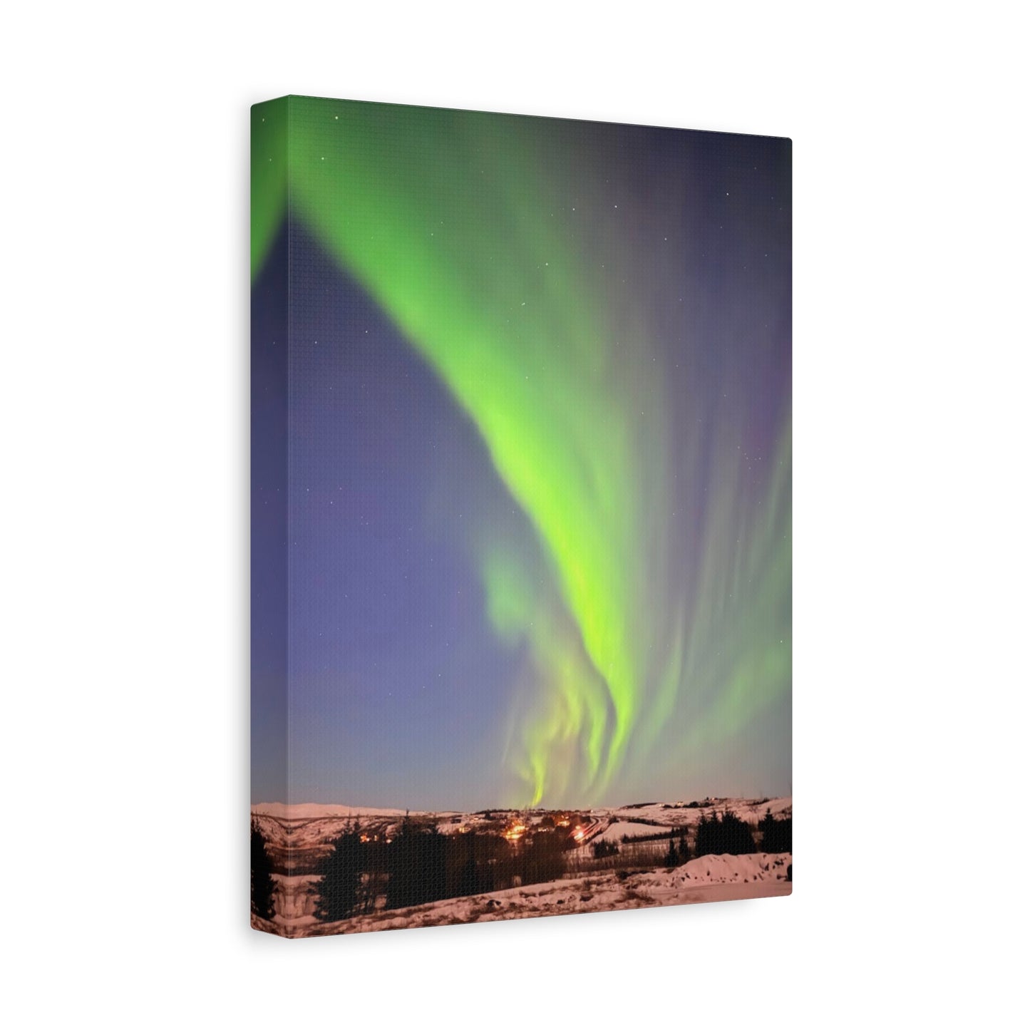 Aurora Borealis Canvas Art - 1.25" Stretched Wall Decor Iceland Northern Lights