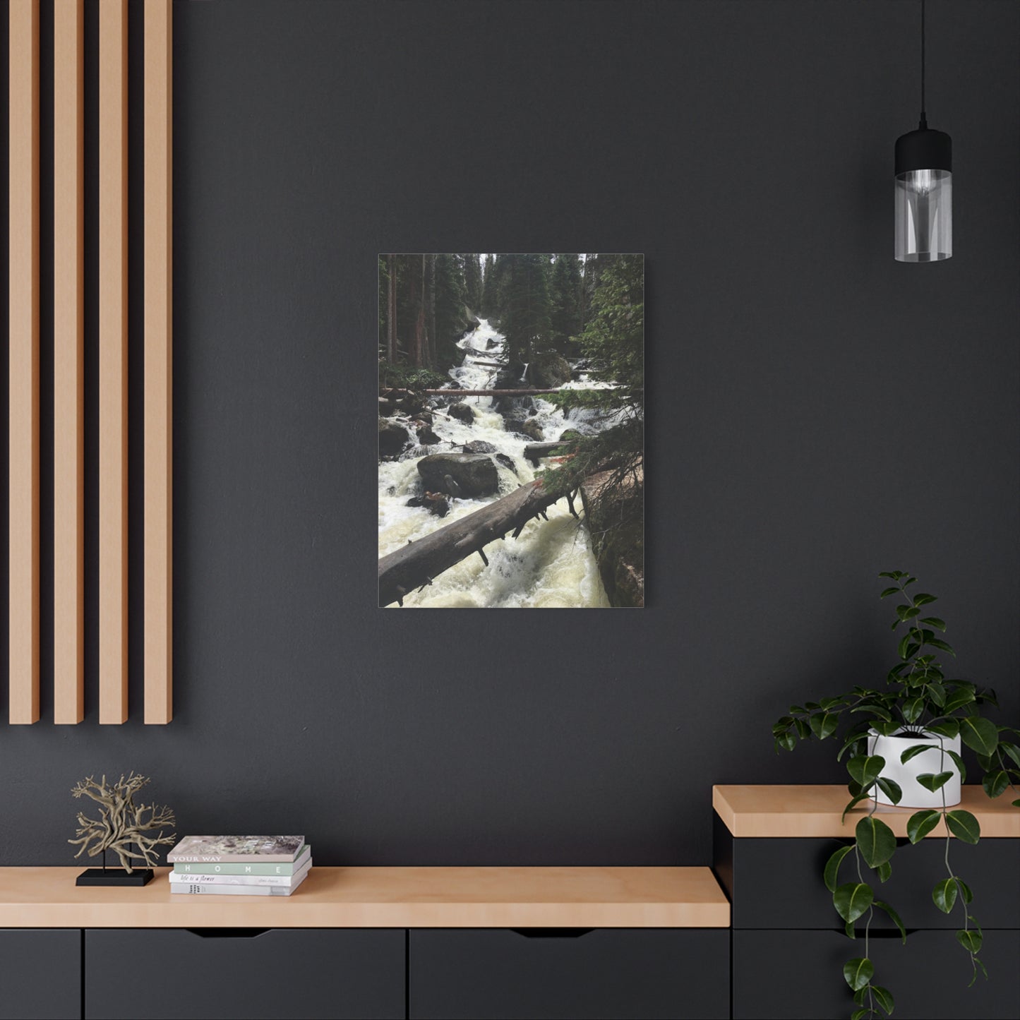 Nature Waterfall Canvas Art - Stretched Matte Wall Decor