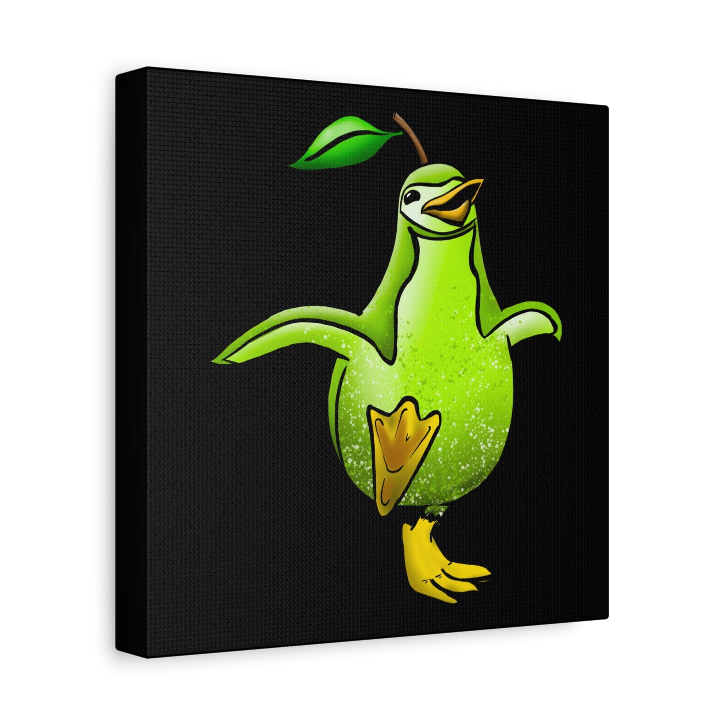 Whimsical Green Bird Pear Penguin Canvas Art - Charming Decor for Home and Office