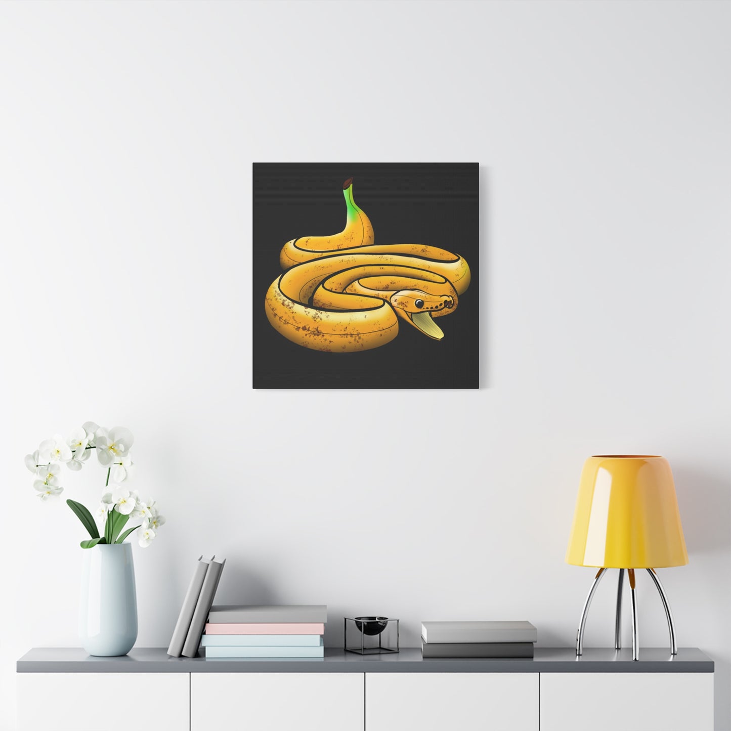 Funny Banana Snake Canvas Art - Quirky Home Decor for Animal Lovers