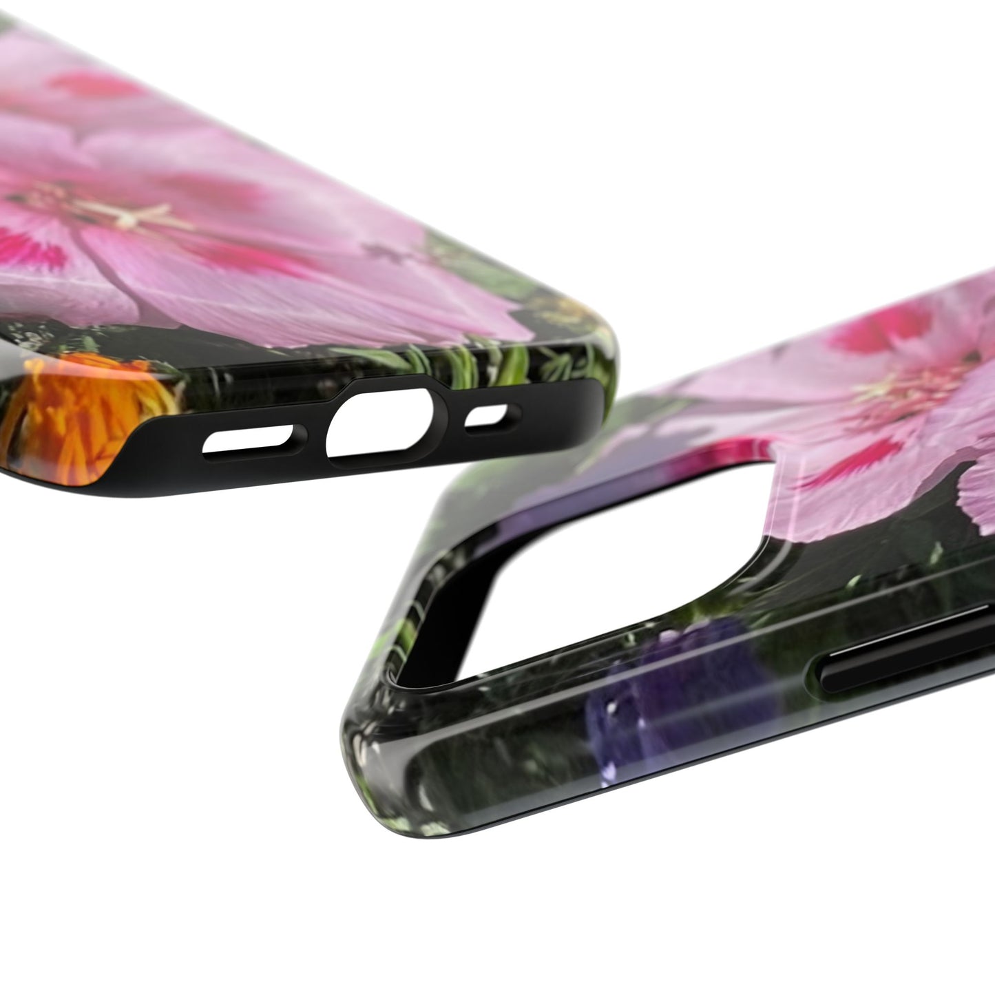 Vibrant Floral Tough Phone Case - Durable Protection with Stunning Pink Flowers