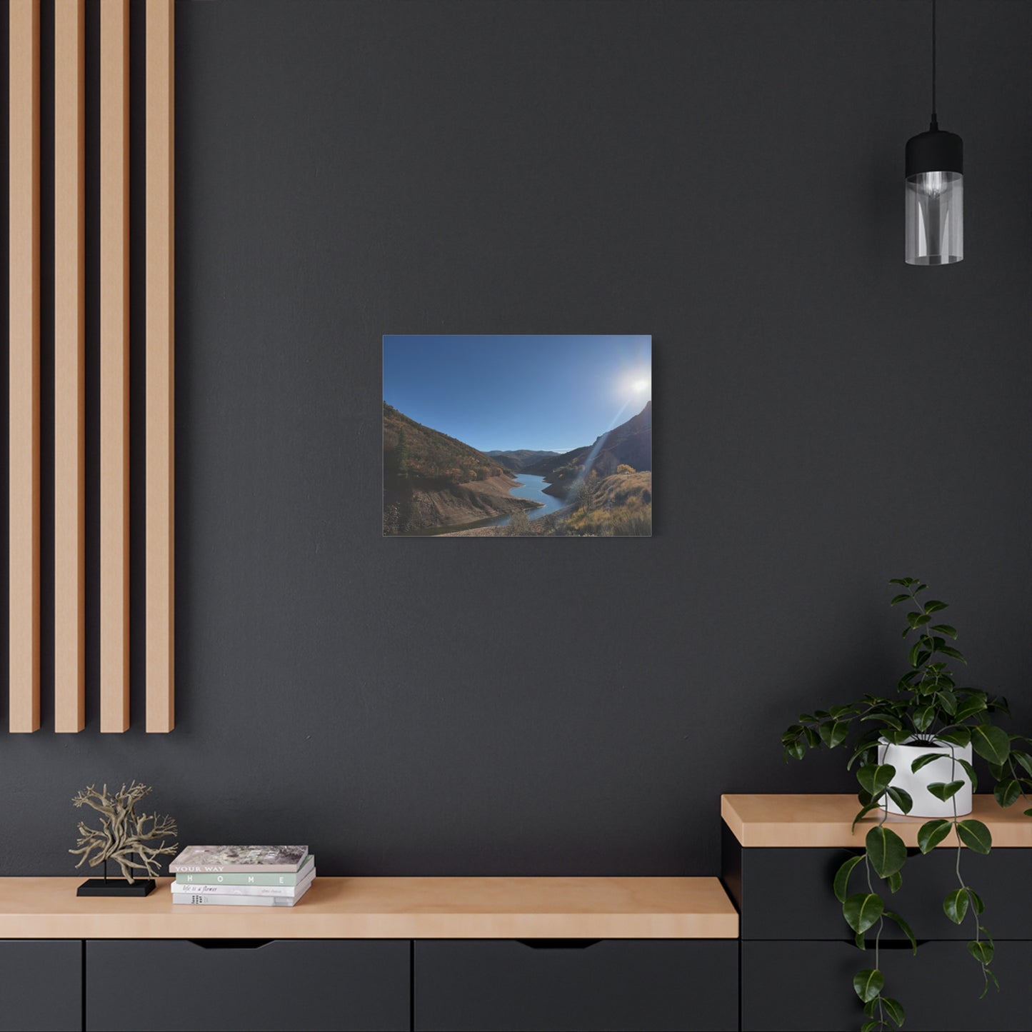 Scenic Landscape Canvas Wall Art – Tranquil Mountain River Design