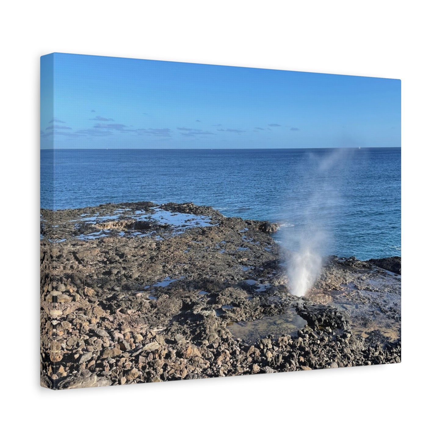Stretched Matte Canvas Wall Art - Coastal Spouting Blowhole Photography