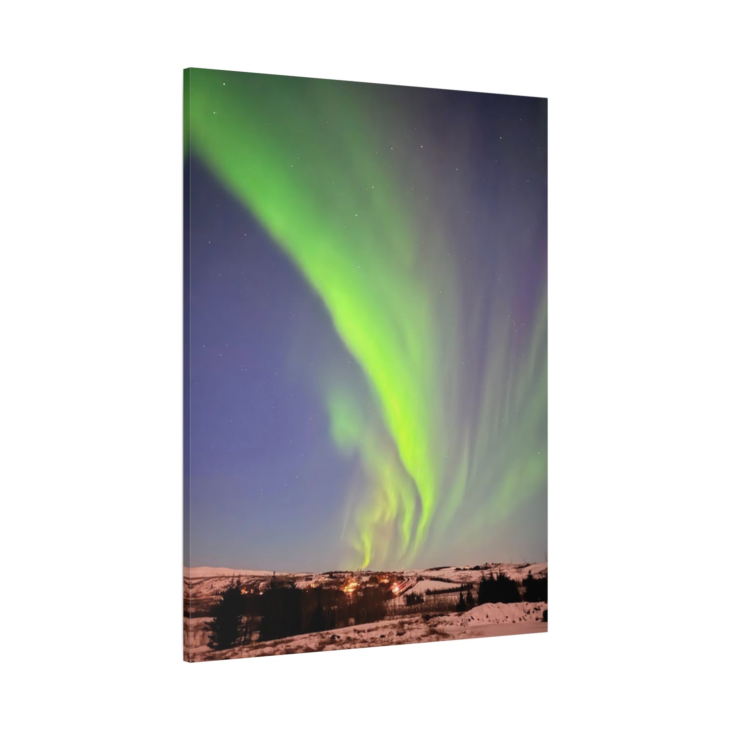 Aurora Borealis Canvas Art - 1.25" Stretched Wall Decor Iceland Northern Lights