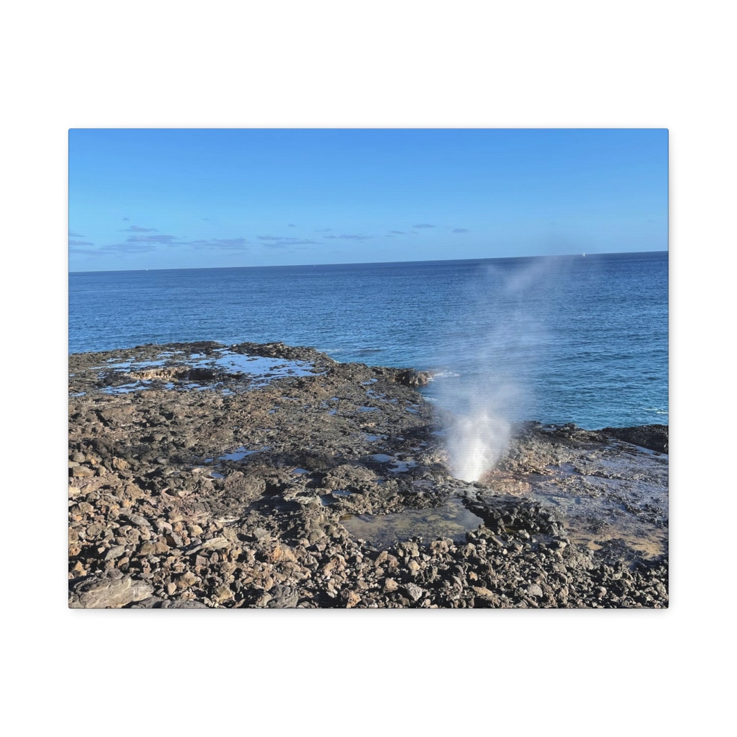 Stretched Matte Canvas Wall Art - Coastal Spouting Blowhole Photography