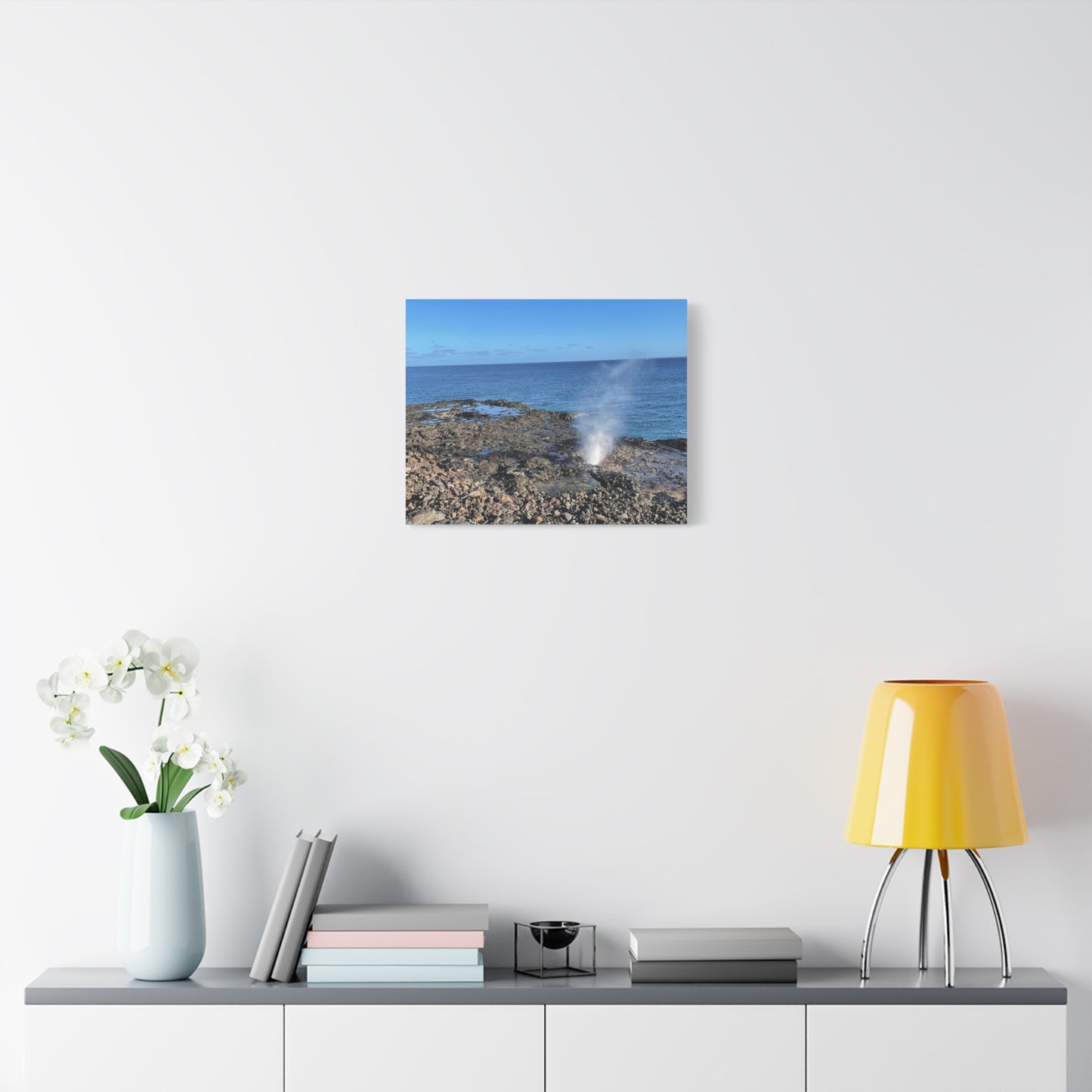 Stretched Matte Canvas Wall Art - Coastal Spouting Blowhole Photography