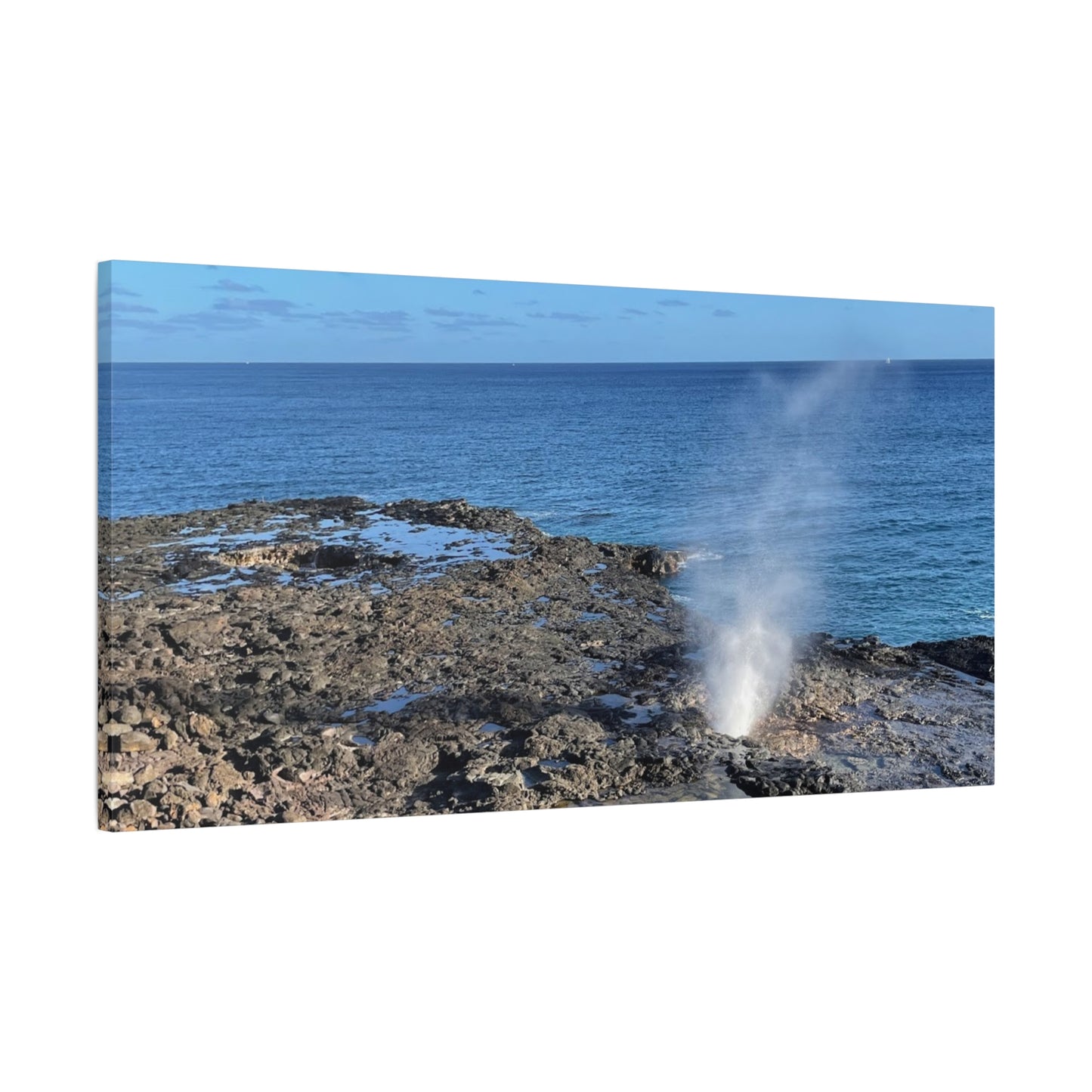 Stretched Matte Canvas Wall Art - Coastal Spouting Blowhole Photography