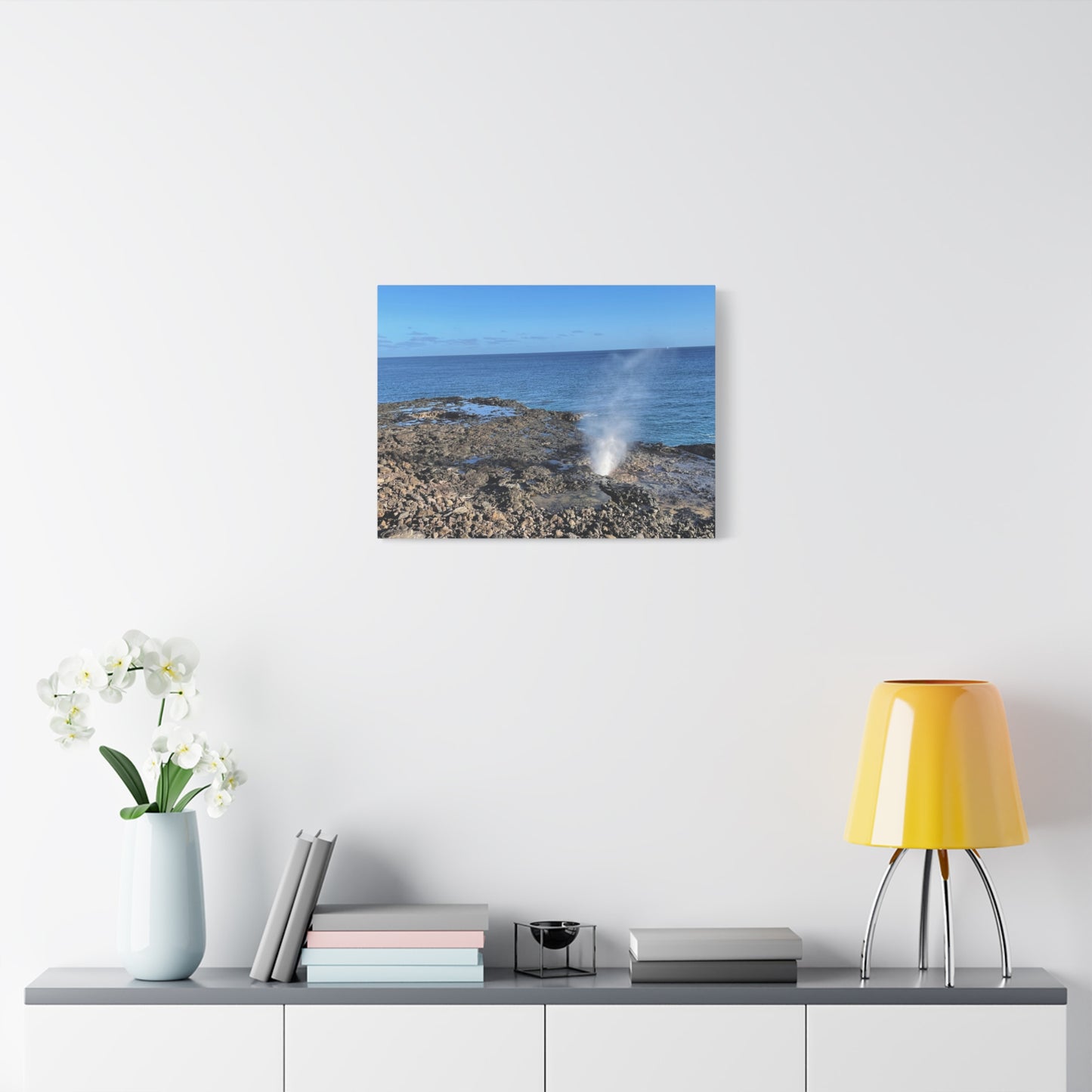 Stretched Matte Canvas Wall Art - Coastal Spouting Blowhole Photography