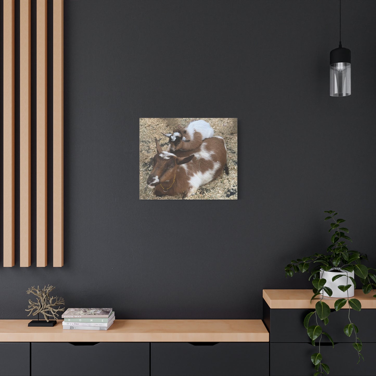Goat Family Matte Canvas Print - Heartwarming Animal Wall Art