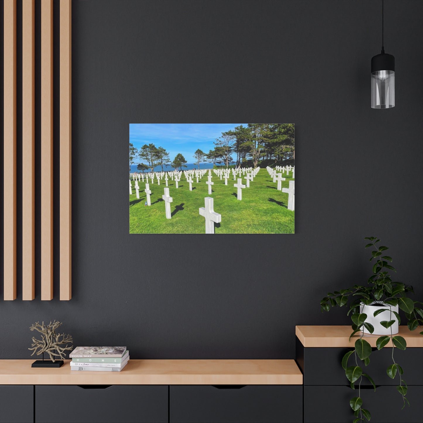 Memorial Canvas Print - Serene Cemetery Scene for Remembrance Normandy American Cemetery