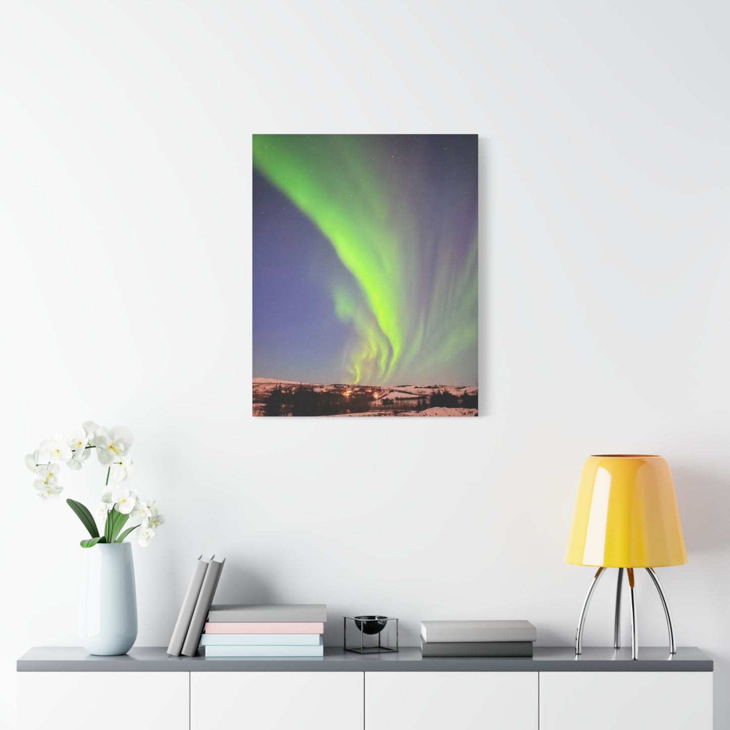 Aurora Borealis Canvas Art - 1.25" Stretched Wall Decor Iceland Northern Lights