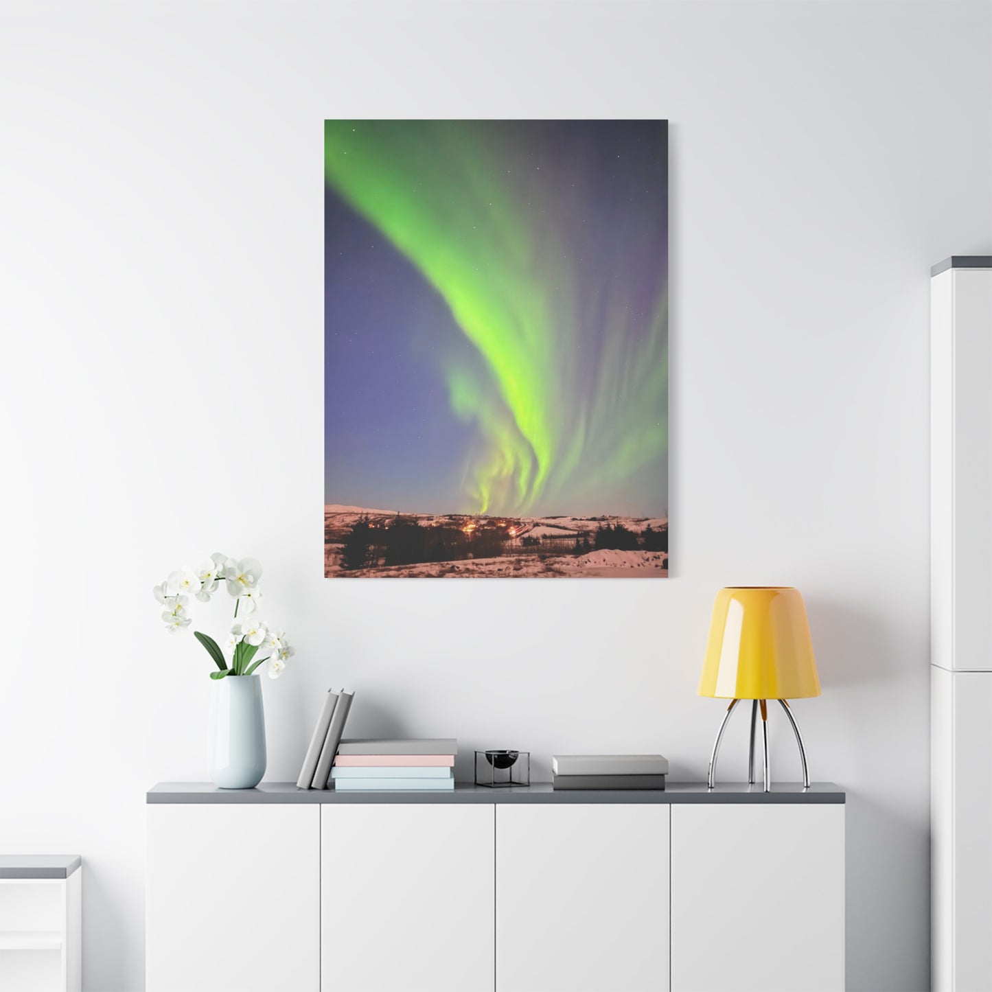Aurora Borealis Canvas Art - 1.25" Stretched Wall Decor Iceland Northern Lights