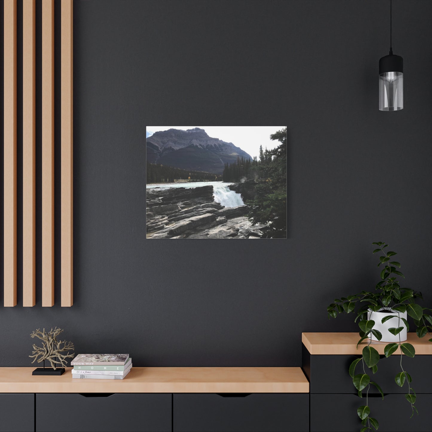 Mountain Waterfall Canvas Art - Stretched Wall Decor for Nature Lovers
