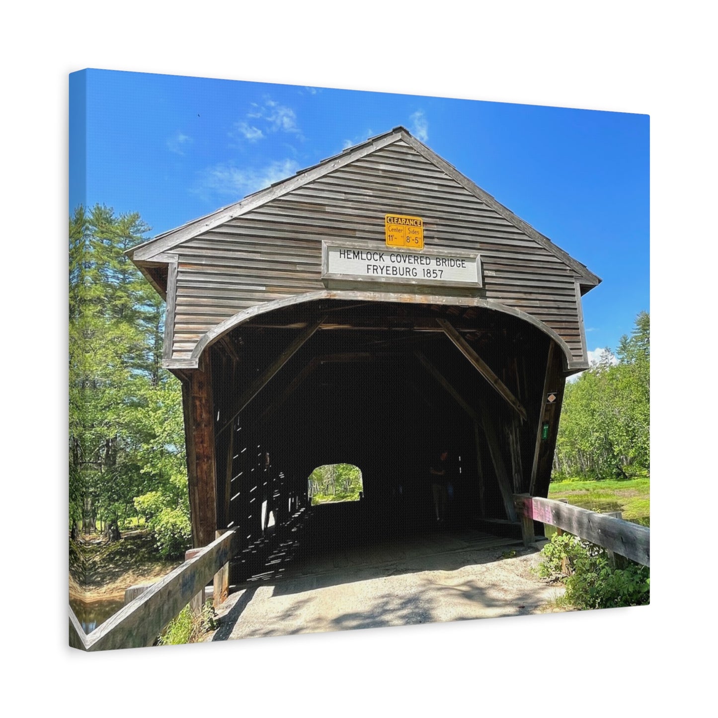 Scenic Covered Bridge Canvas Art – 1.25" Stretched Wall Decor for Nature Lovers