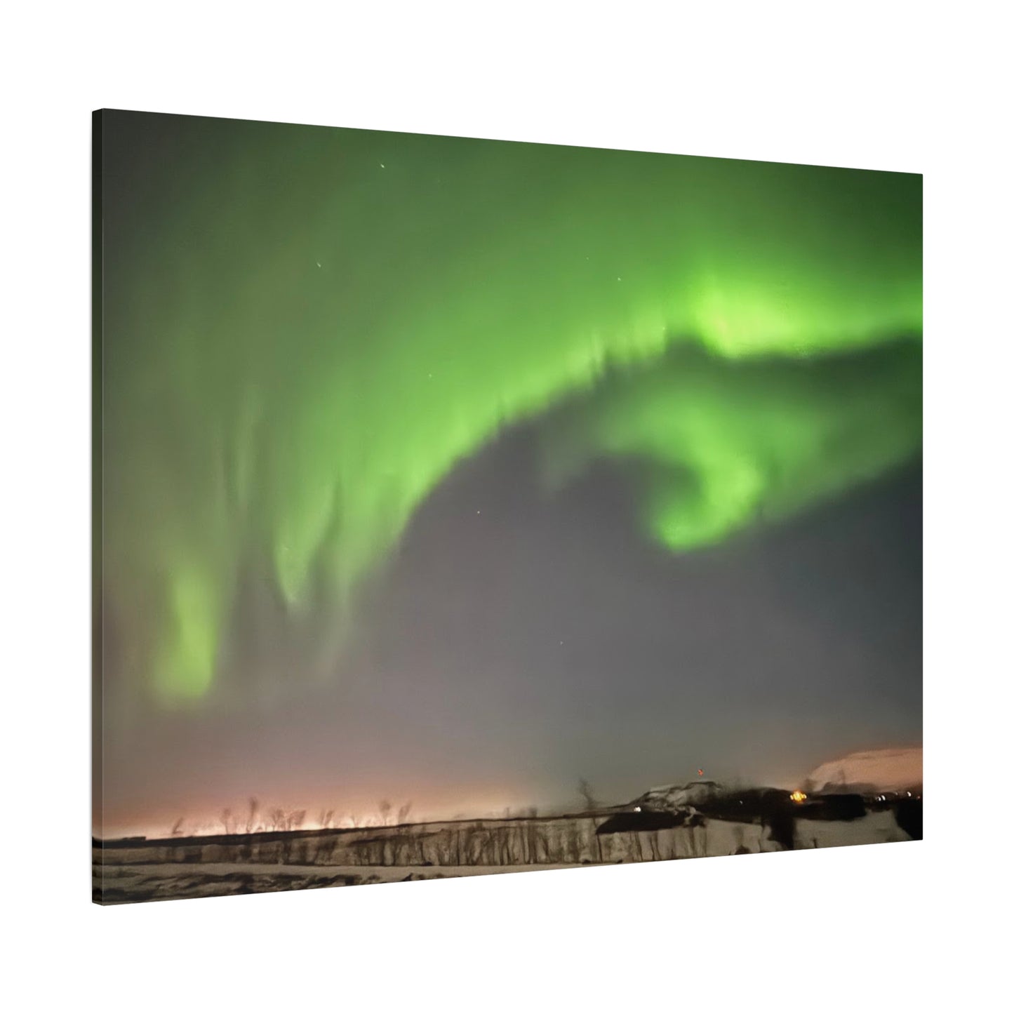 Aurora Borealis Canvas Art - Stunning Green Northern Lights Wall Decor Iceland