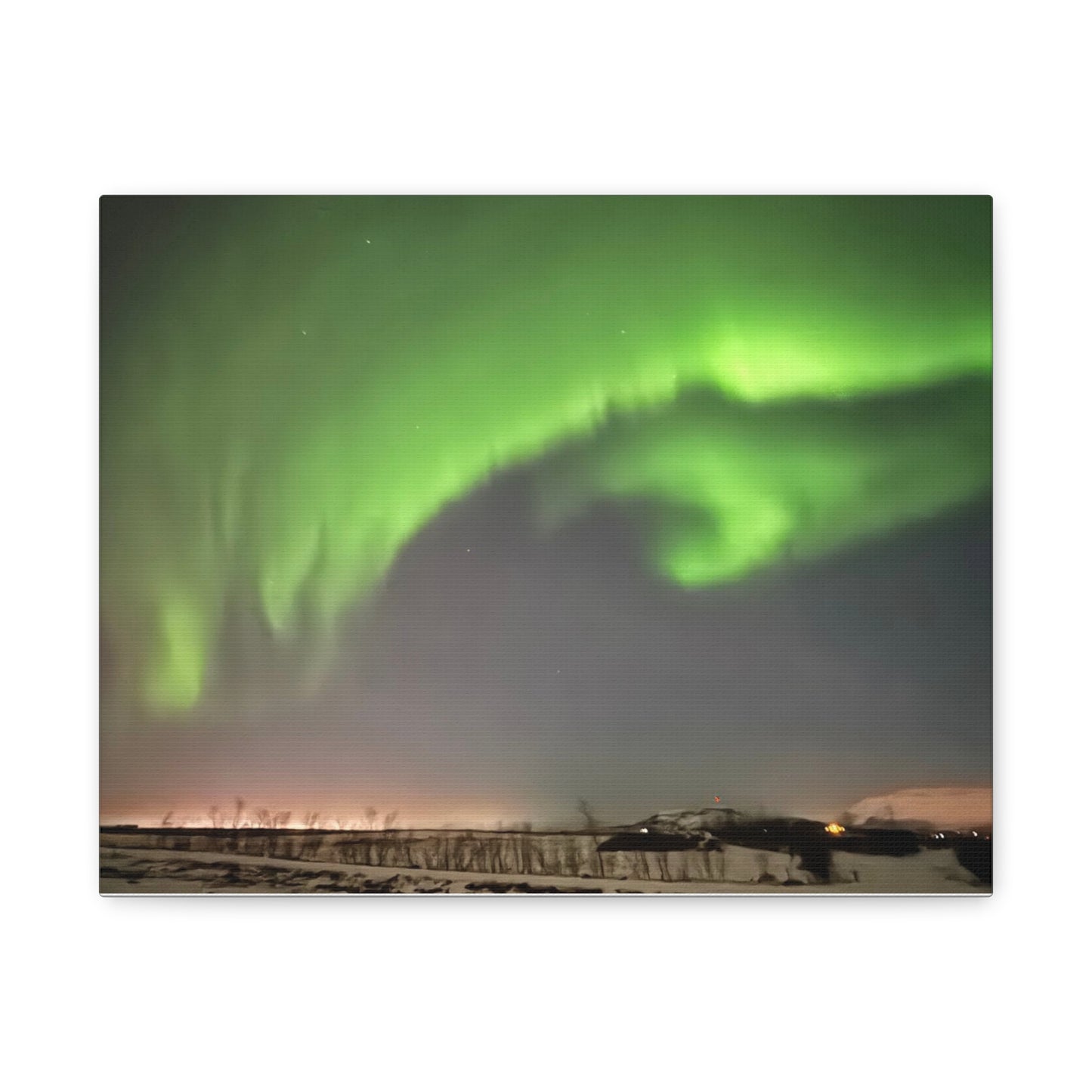 Aurora Borealis Canvas Art - Stunning Green Northern Lights Wall Decor Iceland