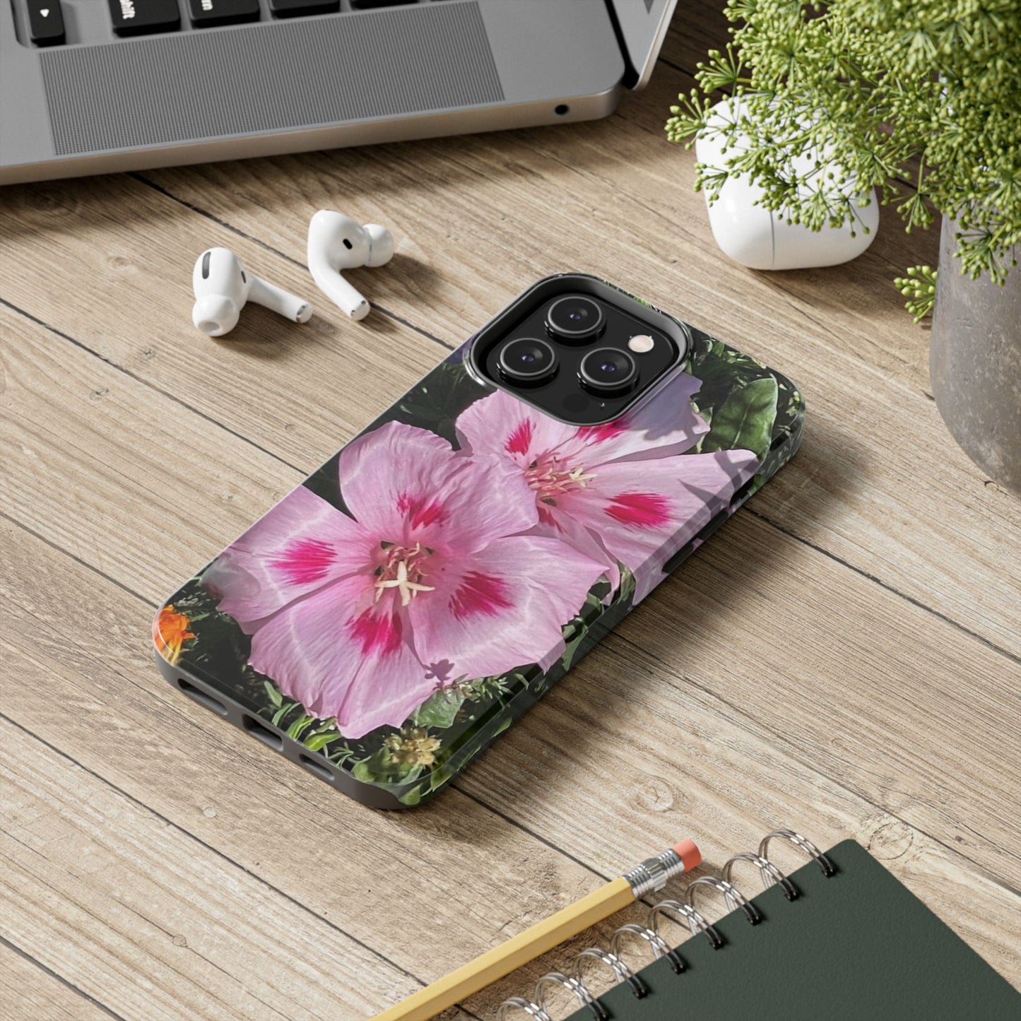 Vibrant Floral Tough Phone Case - Durable Protection with Stunning Pink Flowers