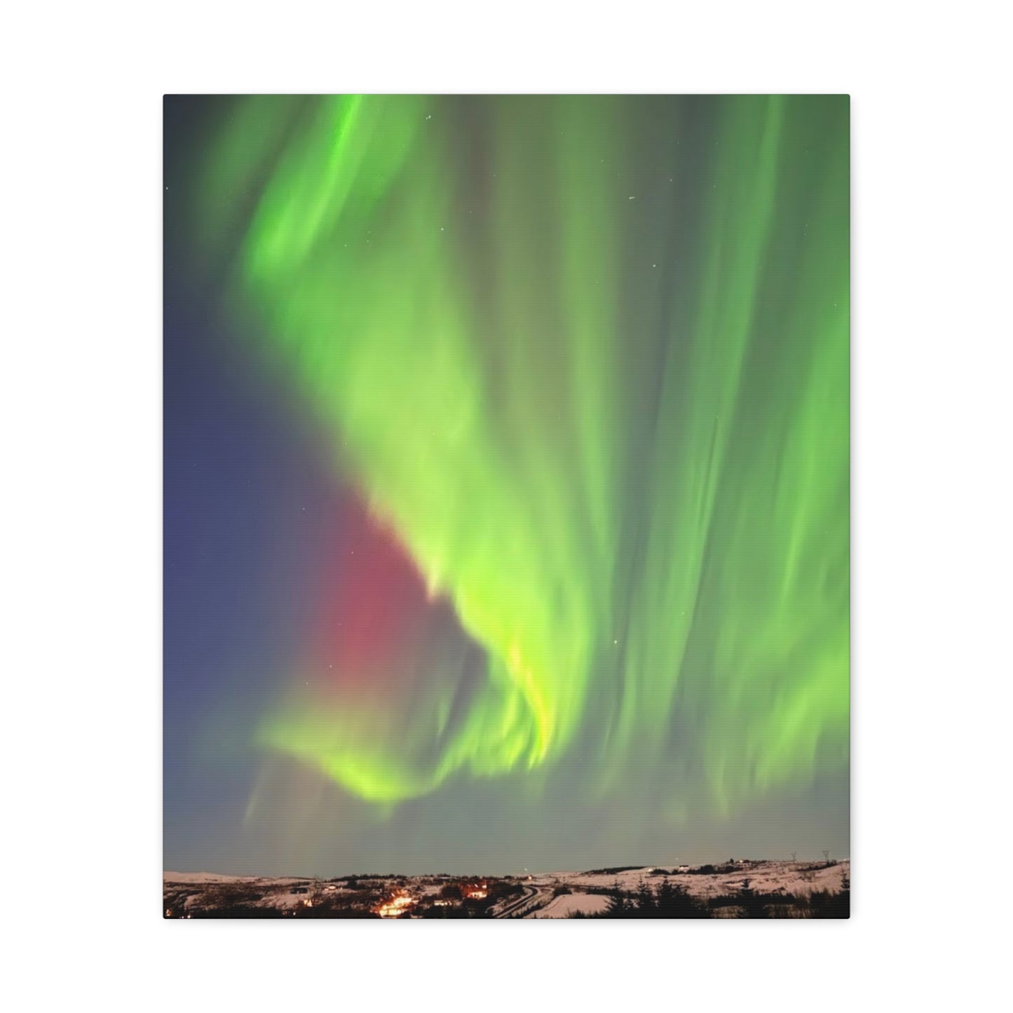 Aurora Borealis Canvas Art - Stunning Northern Lights Stretched Wall Decor Iceland