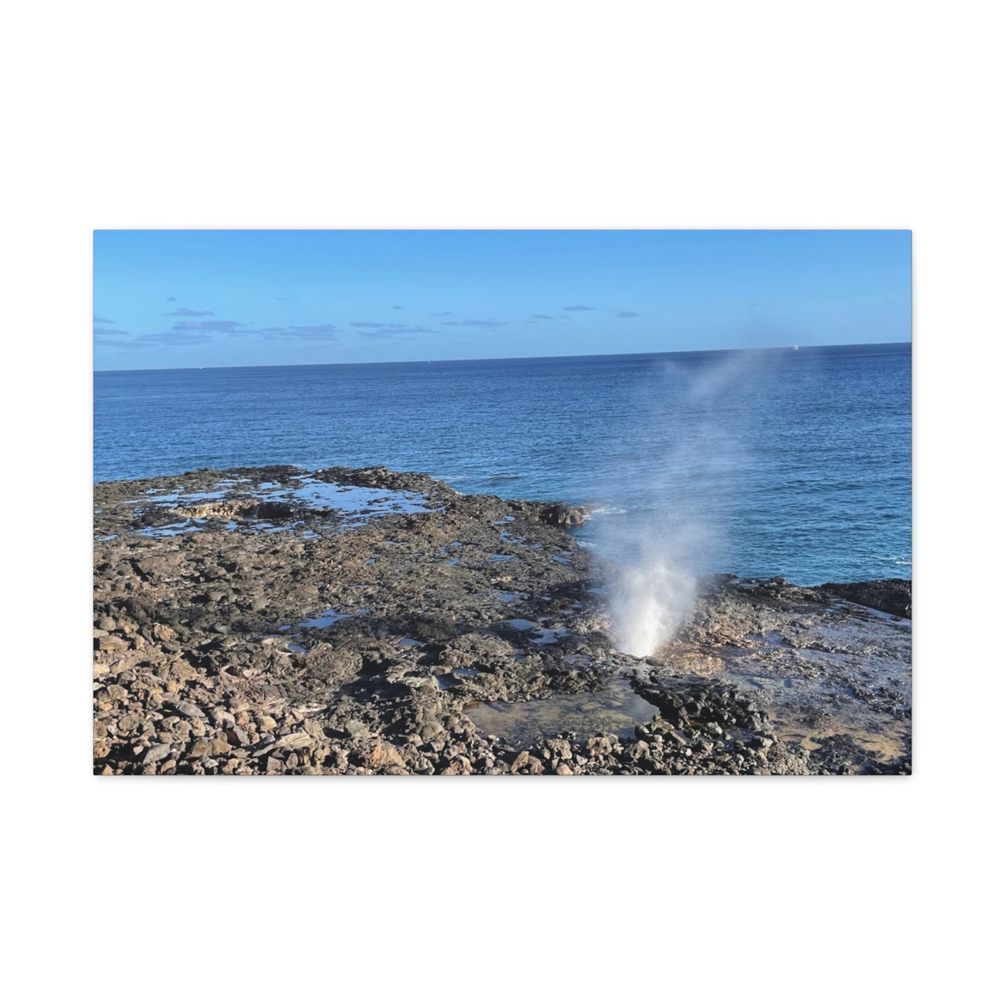 Stretched Matte Canvas Wall Art - Coastal Spouting Blowhole Photography