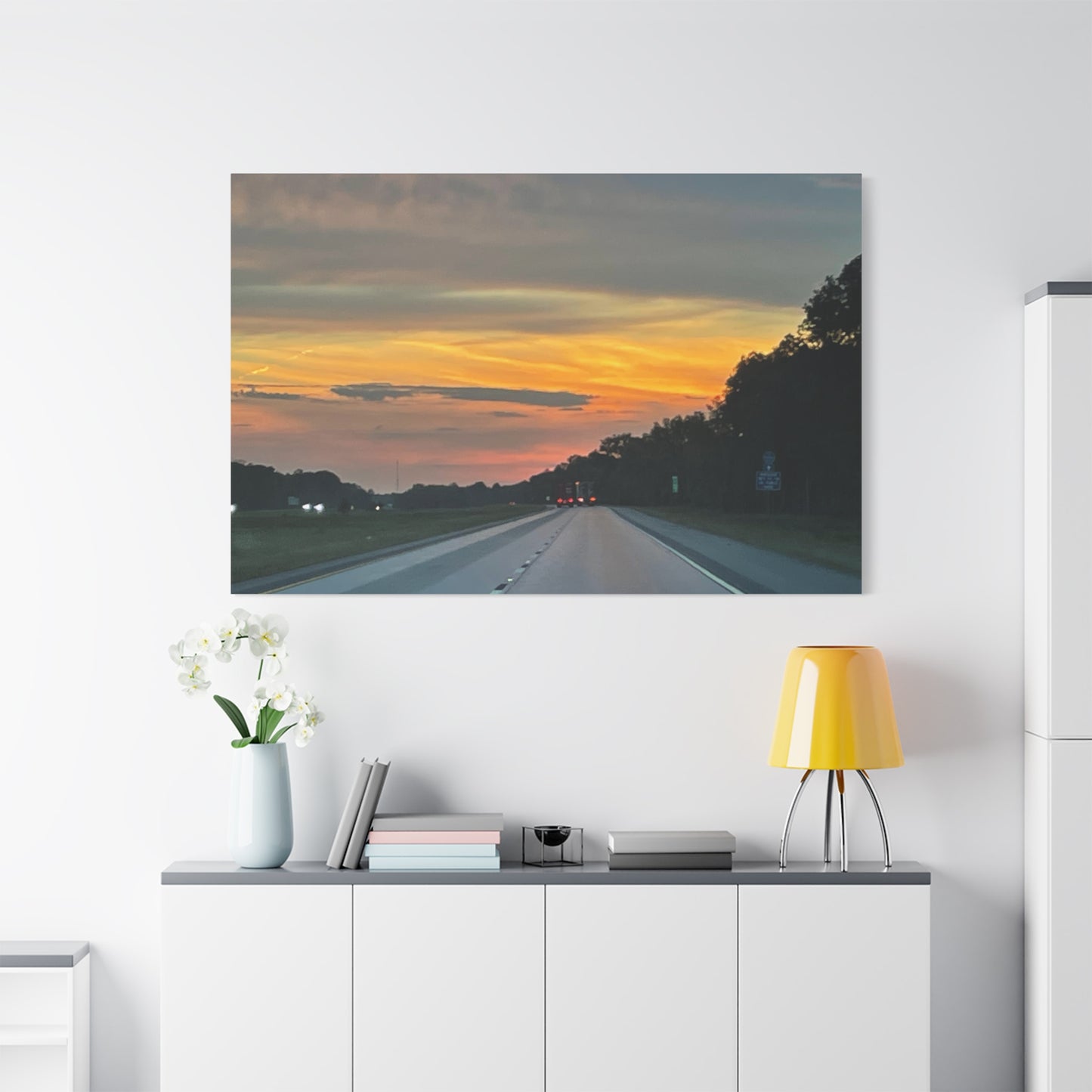 Sunset Roadway Canvas Print - Matte Stretched Artwork