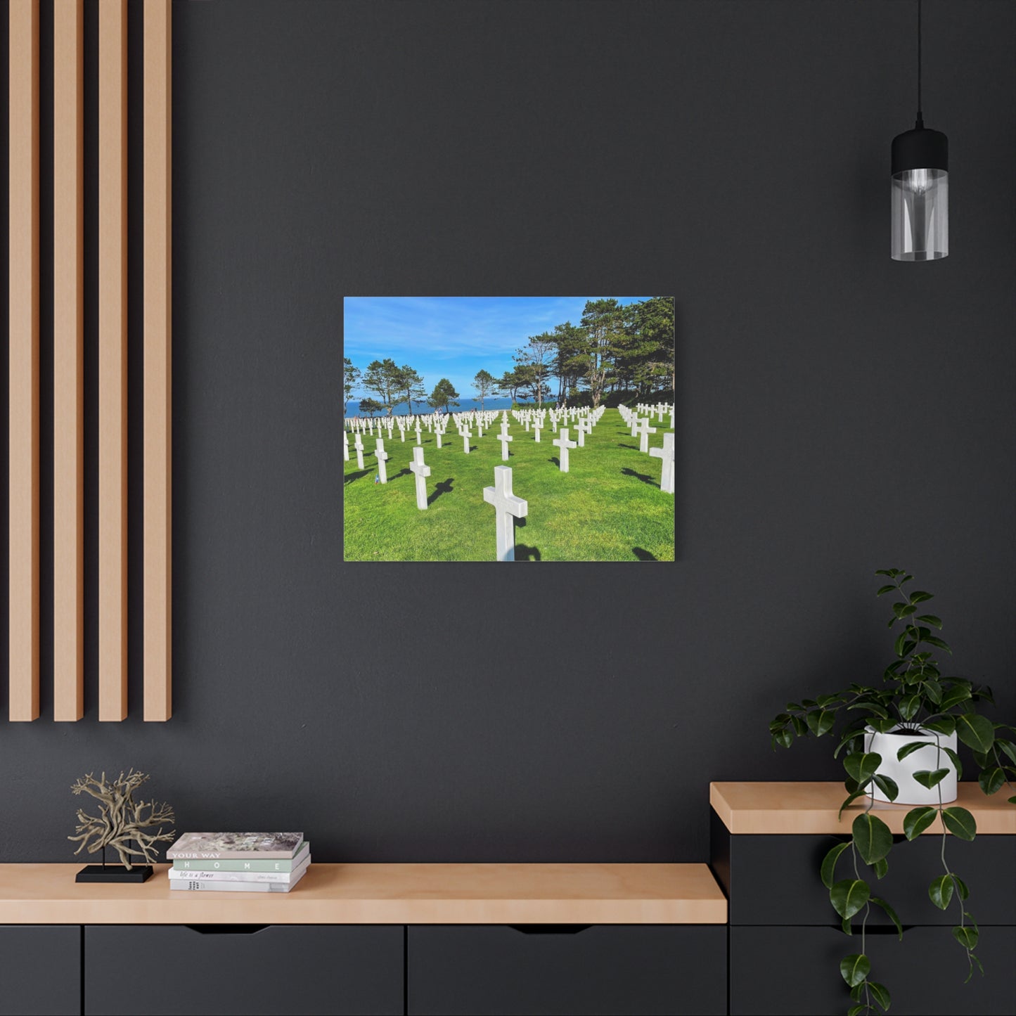 Memorial Canvas Print - Serene Cemetery Scene for Remembrance Normandy American Cemetery