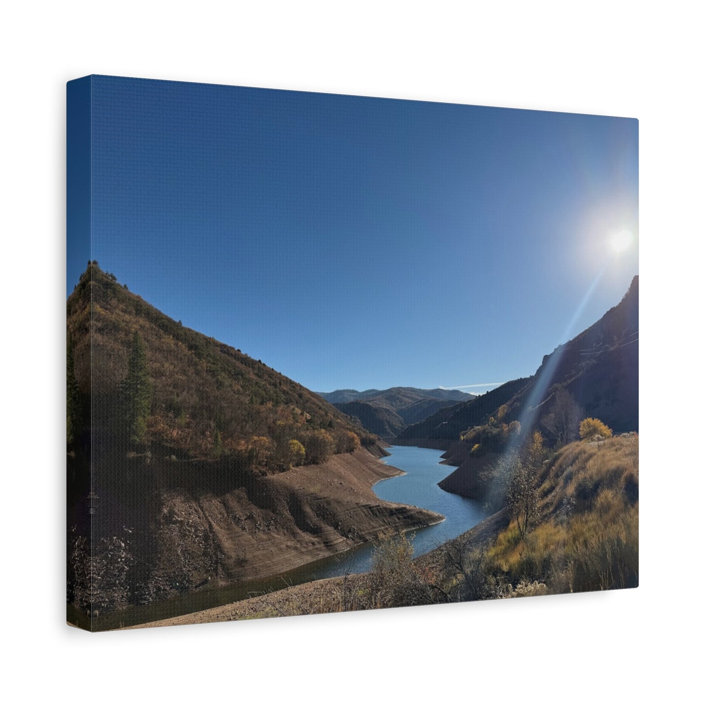 Scenic Landscape Canvas Wall Art – Tranquil Mountain River Design