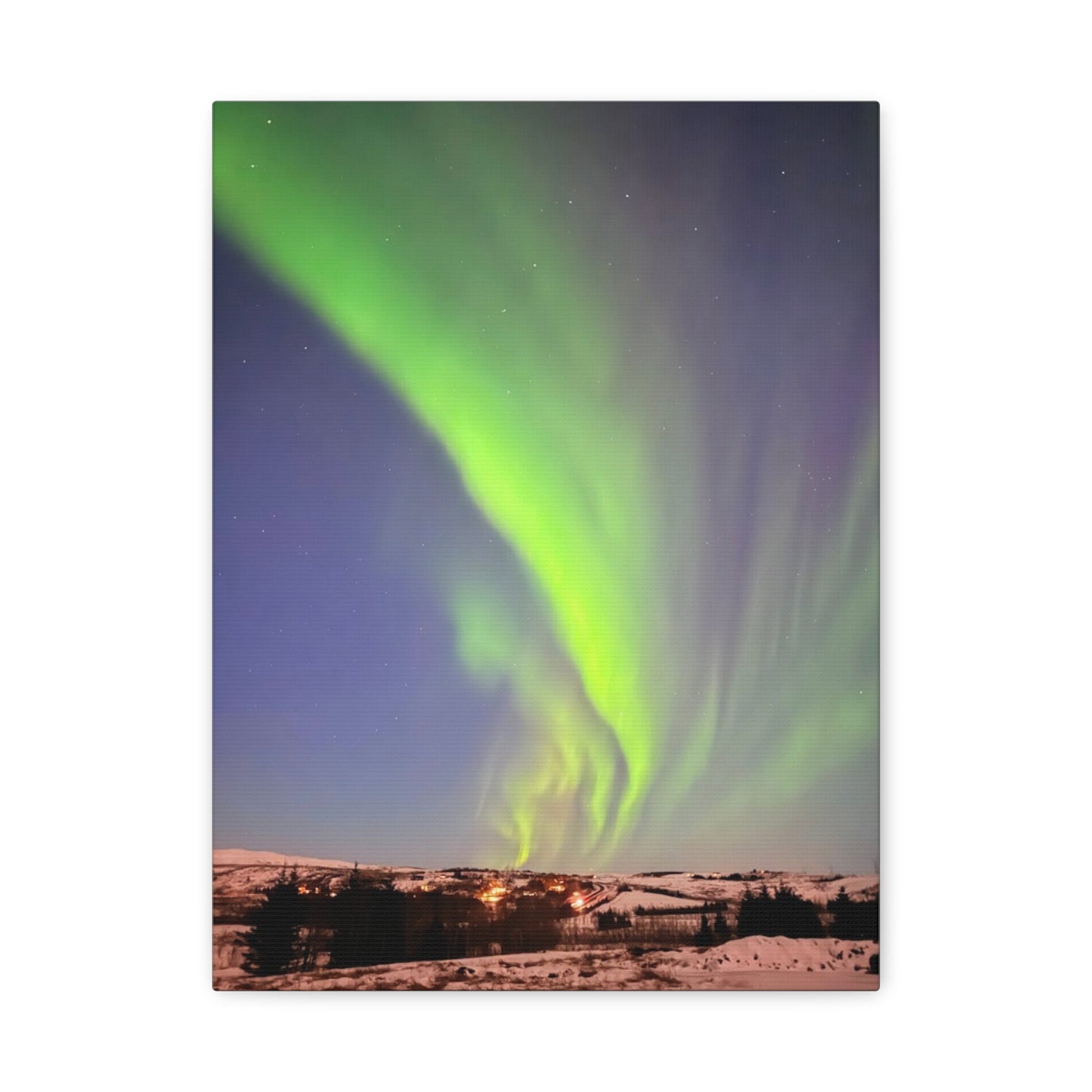 Aurora Borealis Canvas Art - 1.25" Stretched Wall Decor Iceland Northern Lights