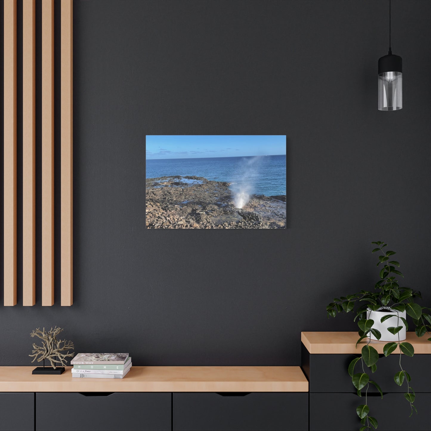 Stretched Matte Canvas Wall Art - Coastal Spouting Blowhole Photography