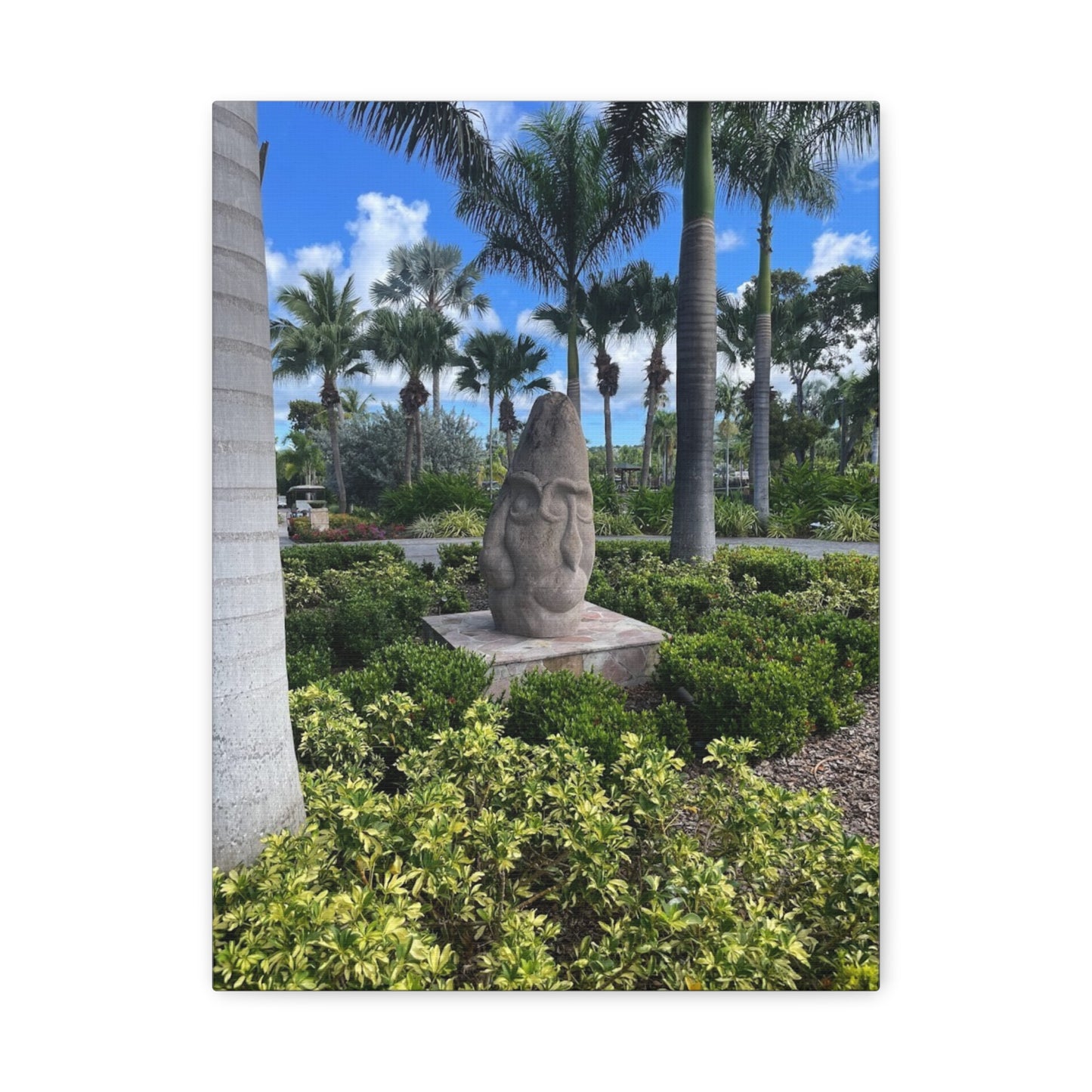 Nature-Inspired Stretched Canvas Art - Tranquil Garden Sculpture
