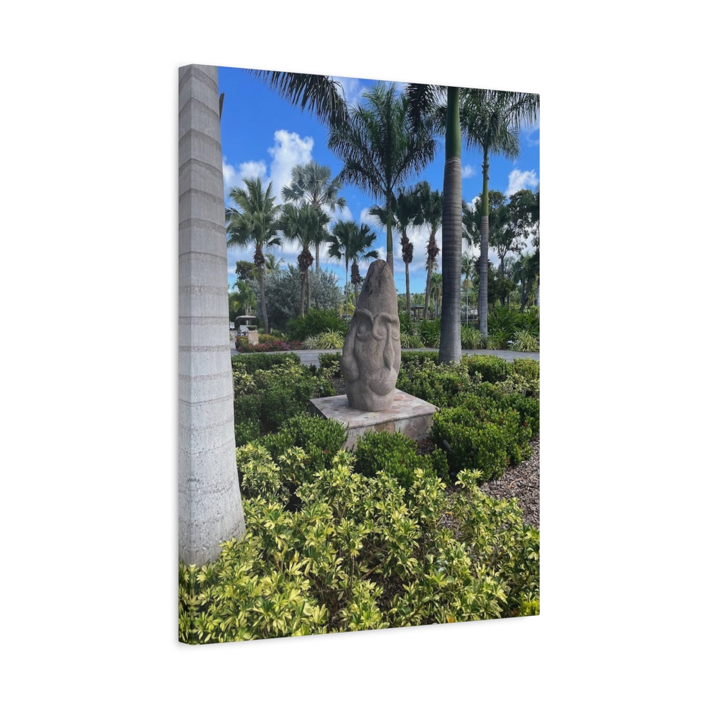 Nature-Inspired Stretched Canvas Art - Tranquil Garden Sculpture