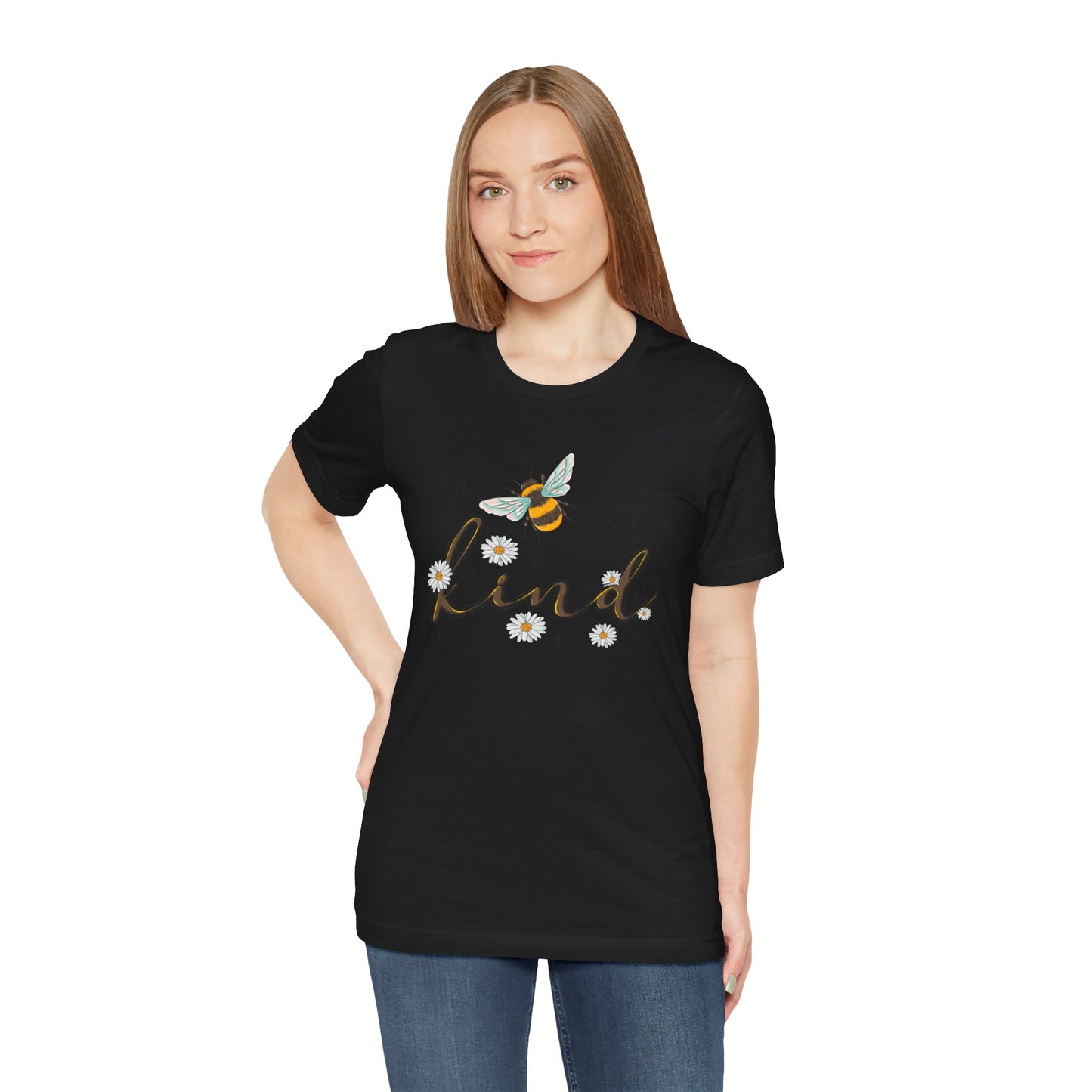 Bee Kind Unisex Jersey Short Sleeve Tee - Inspirational Floral Design