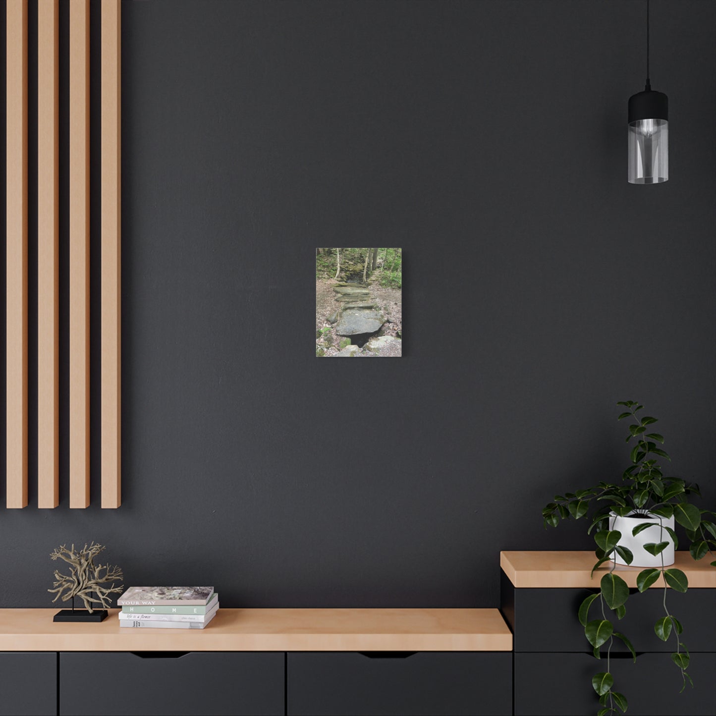 Nature-Inspired Stretched Canvas Art - Serene Stream Pathway Décor