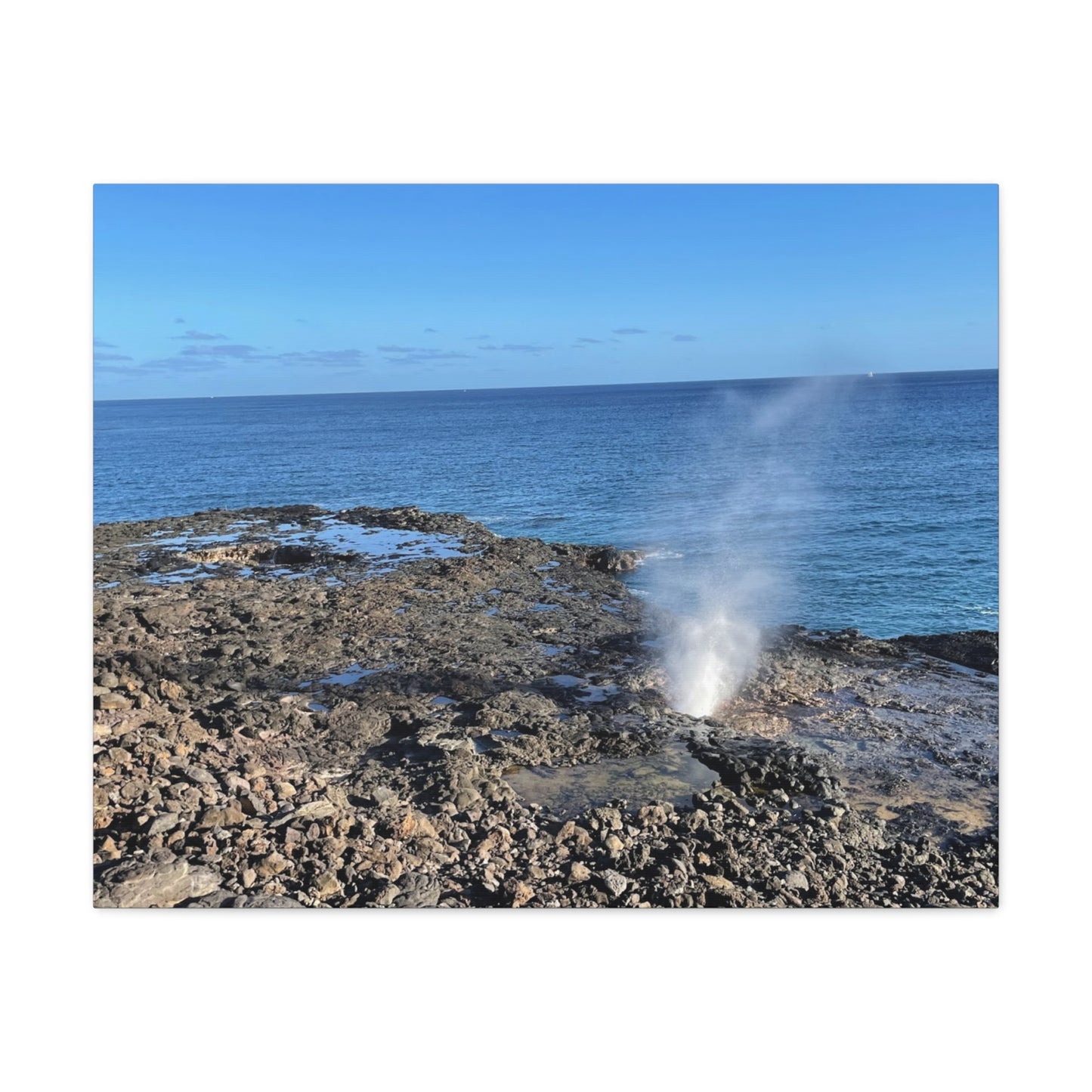 Stretched Matte Canvas Wall Art - Coastal Spouting Blowhole Photography
