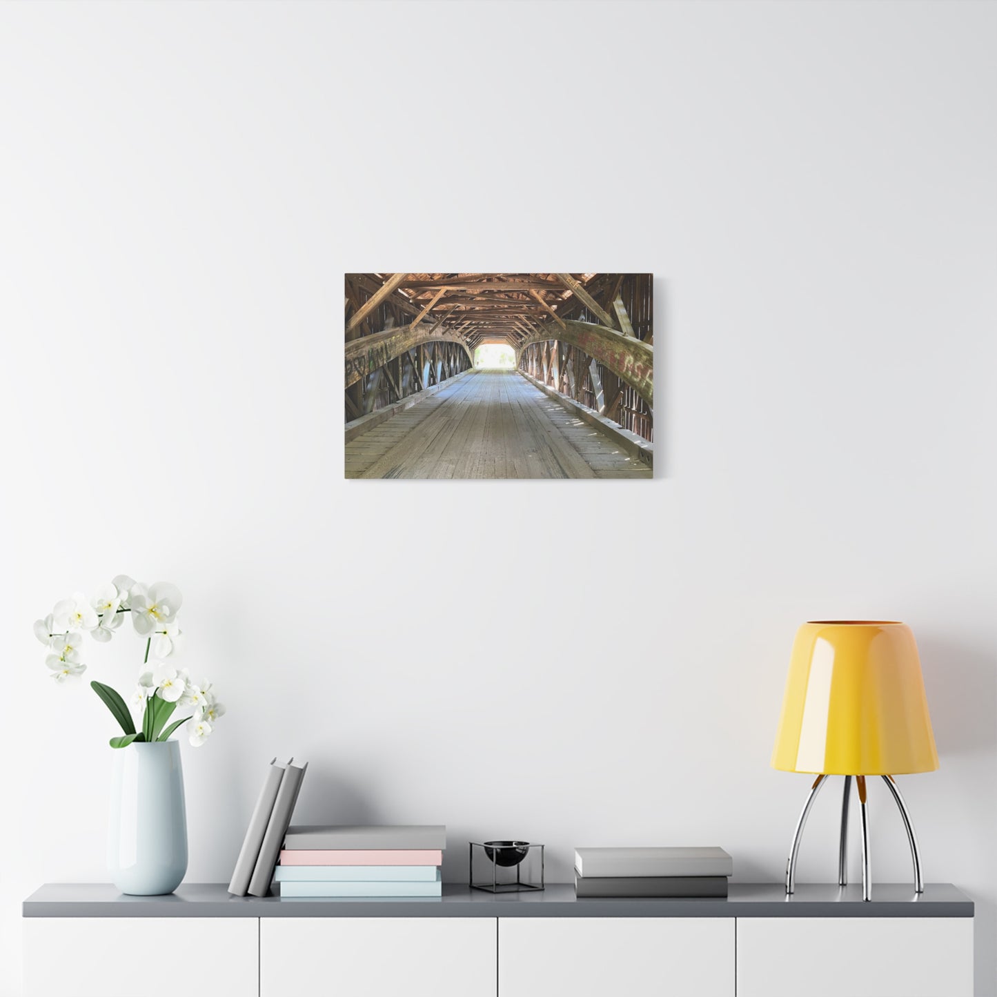 Rustic Wooden Bridge Canvas Print - Stretched Wall Art for Home Decor