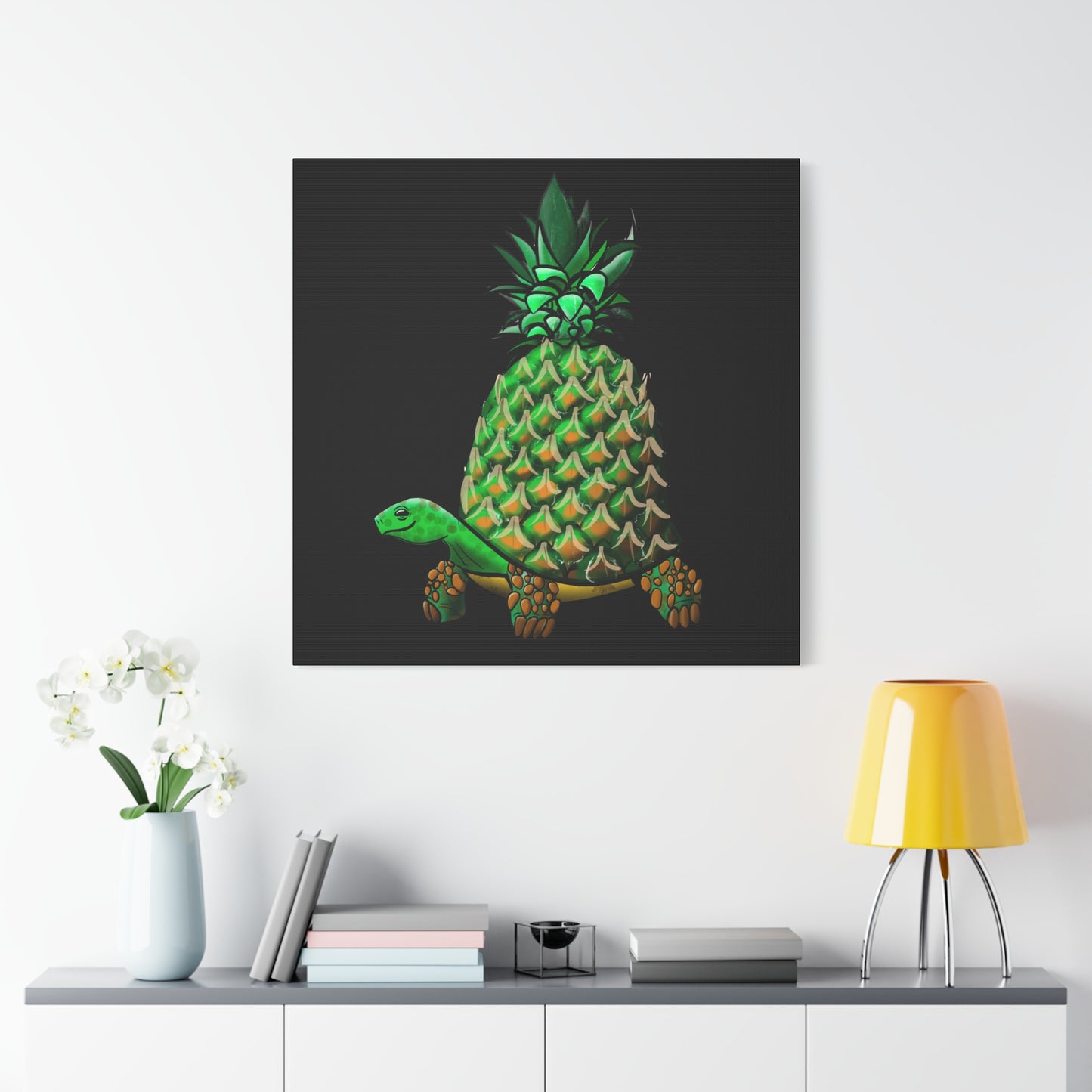 Tropical Turtle Canvas Art - Fun Pineapple Design for Home Décor