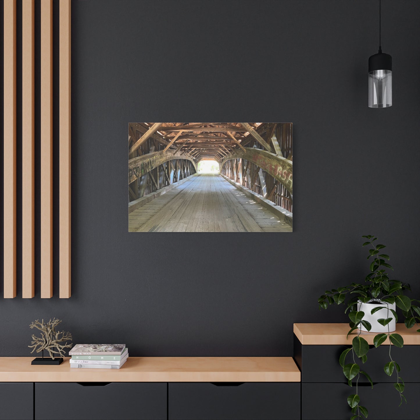 Rustic Wooden Bridge Canvas Print - Stretched Wall Art for Home Decor