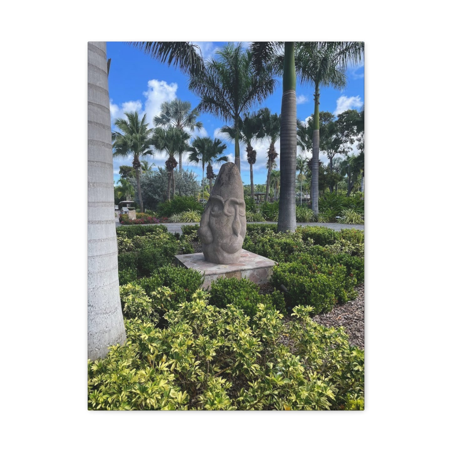 Nature-Inspired Stretched Canvas Art - Tranquil Garden Sculpture