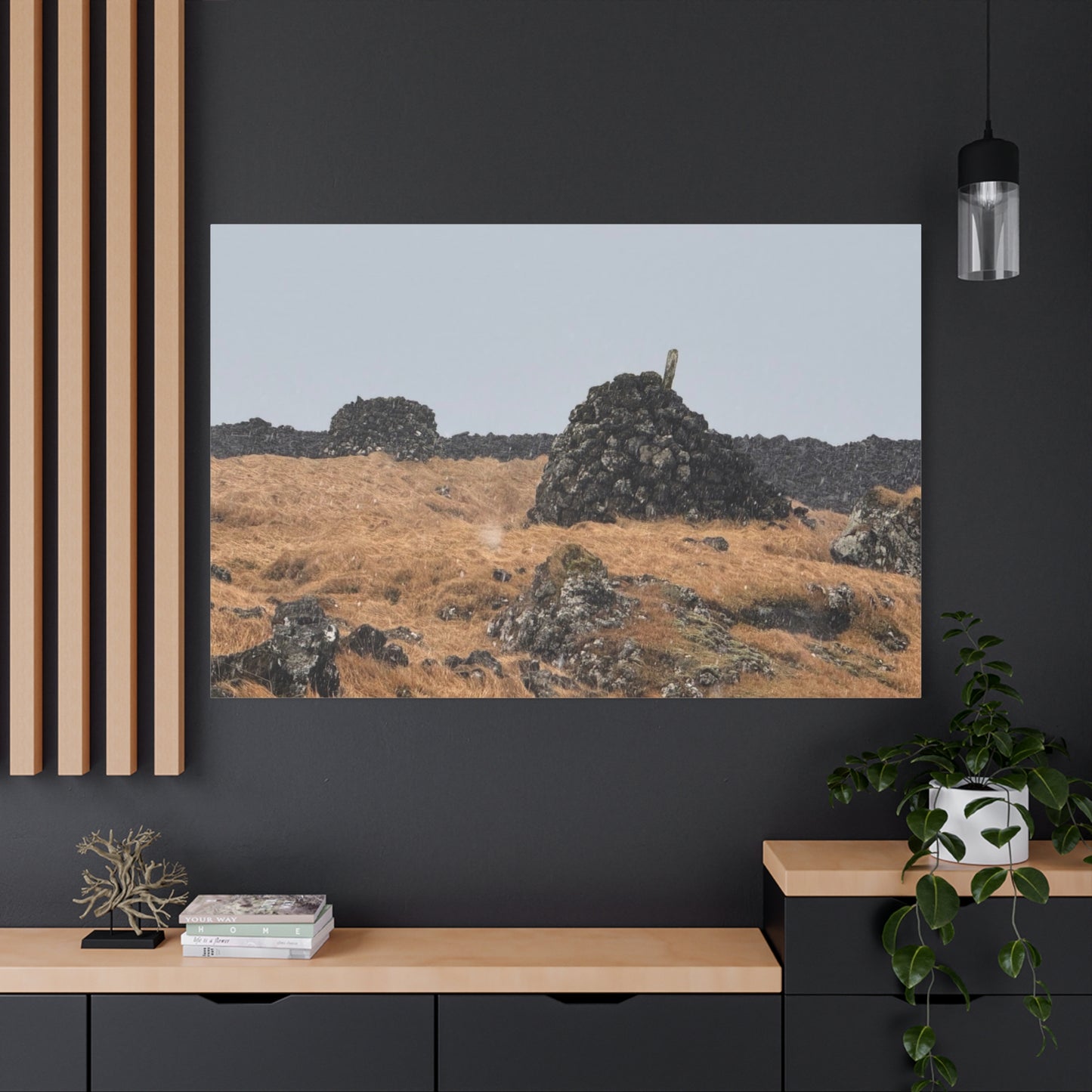 Nature-Inspired Stretched Canvas Art - Tranquil Rock Formation