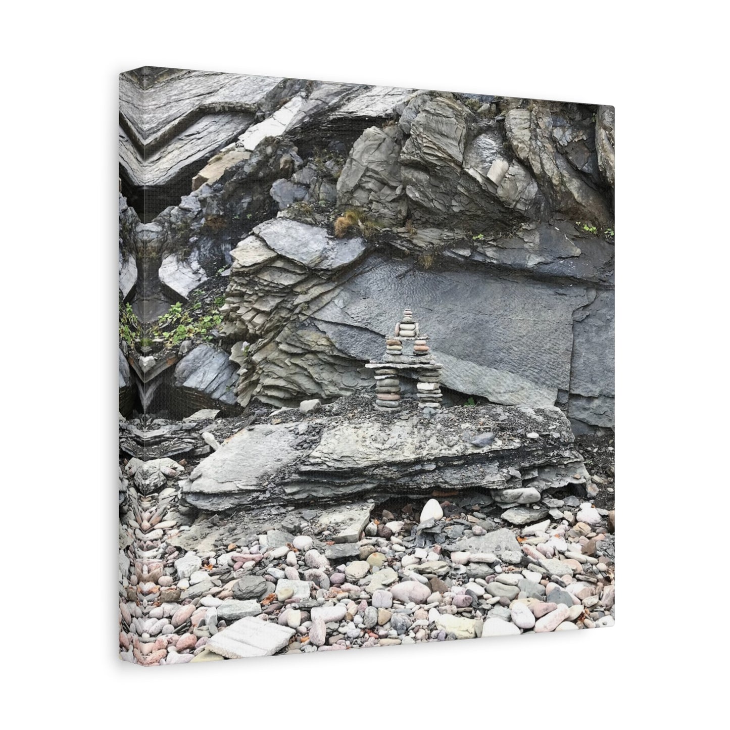 Nature-Inspired Stretched Canvas Art - Tranquil Rock Tower Design