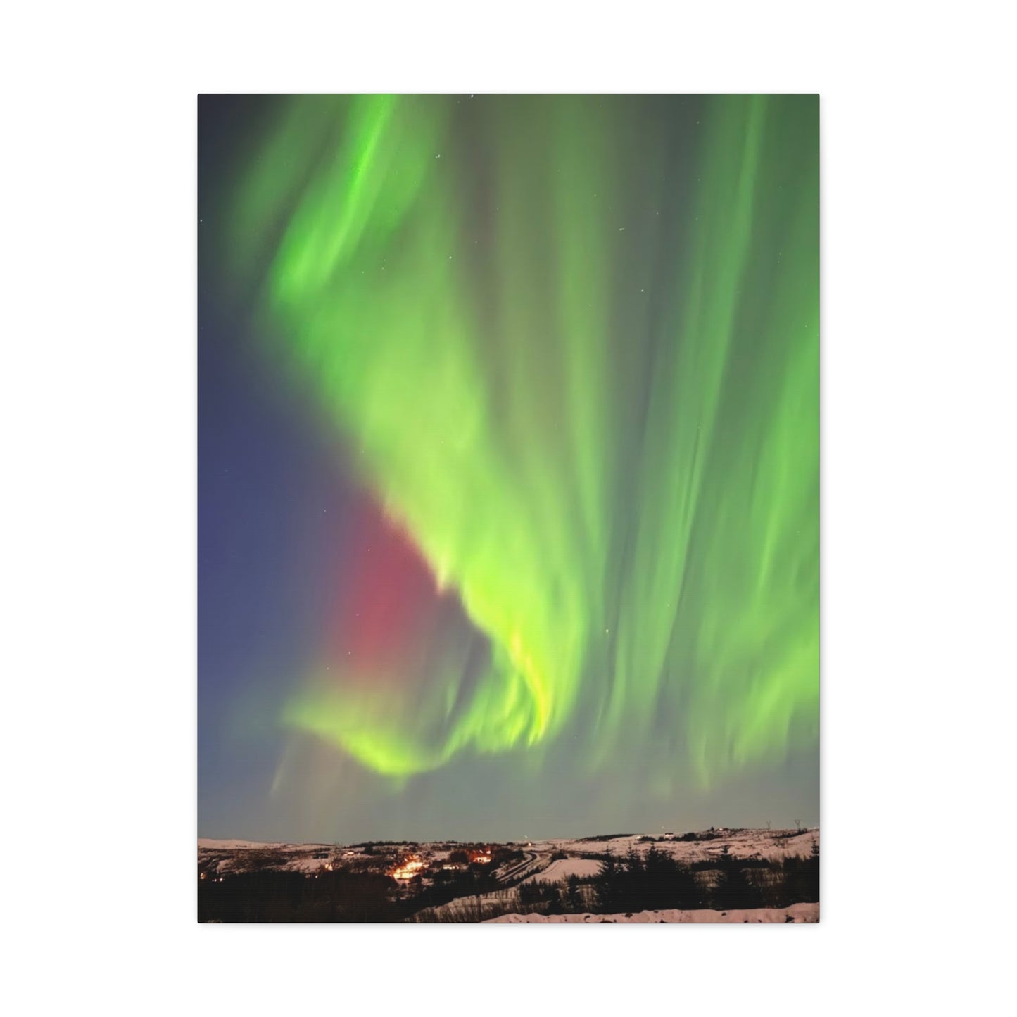 Aurora Borealis Canvas Art - Stunning Northern Lights Stretched Wall Decor Iceland