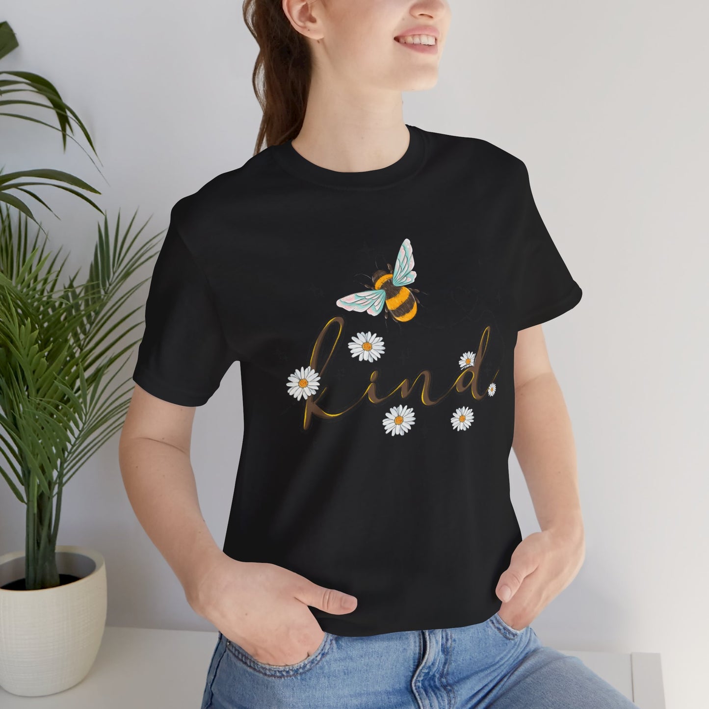 Bee Kind Unisex Jersey Short Sleeve Tee - Inspirational Floral Design