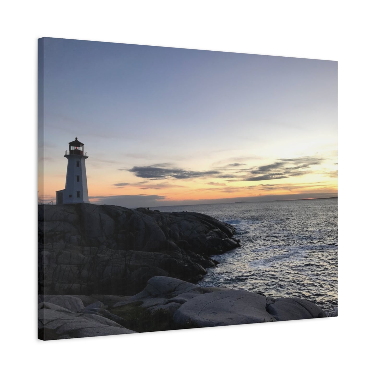 Sunset Lighthouse Canvas Print - Coastal Decor for Beach Lovers Peggys Cove