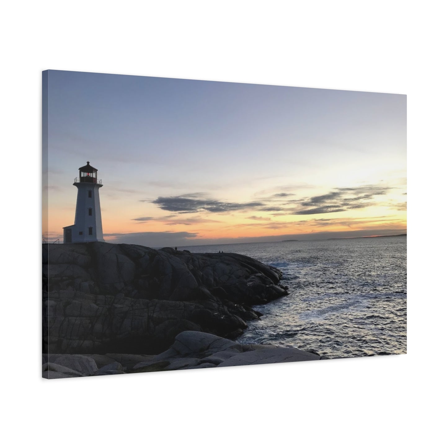 Sunset Lighthouse Canvas Print - Coastal Decor for Beach Lovers Peggys Cove