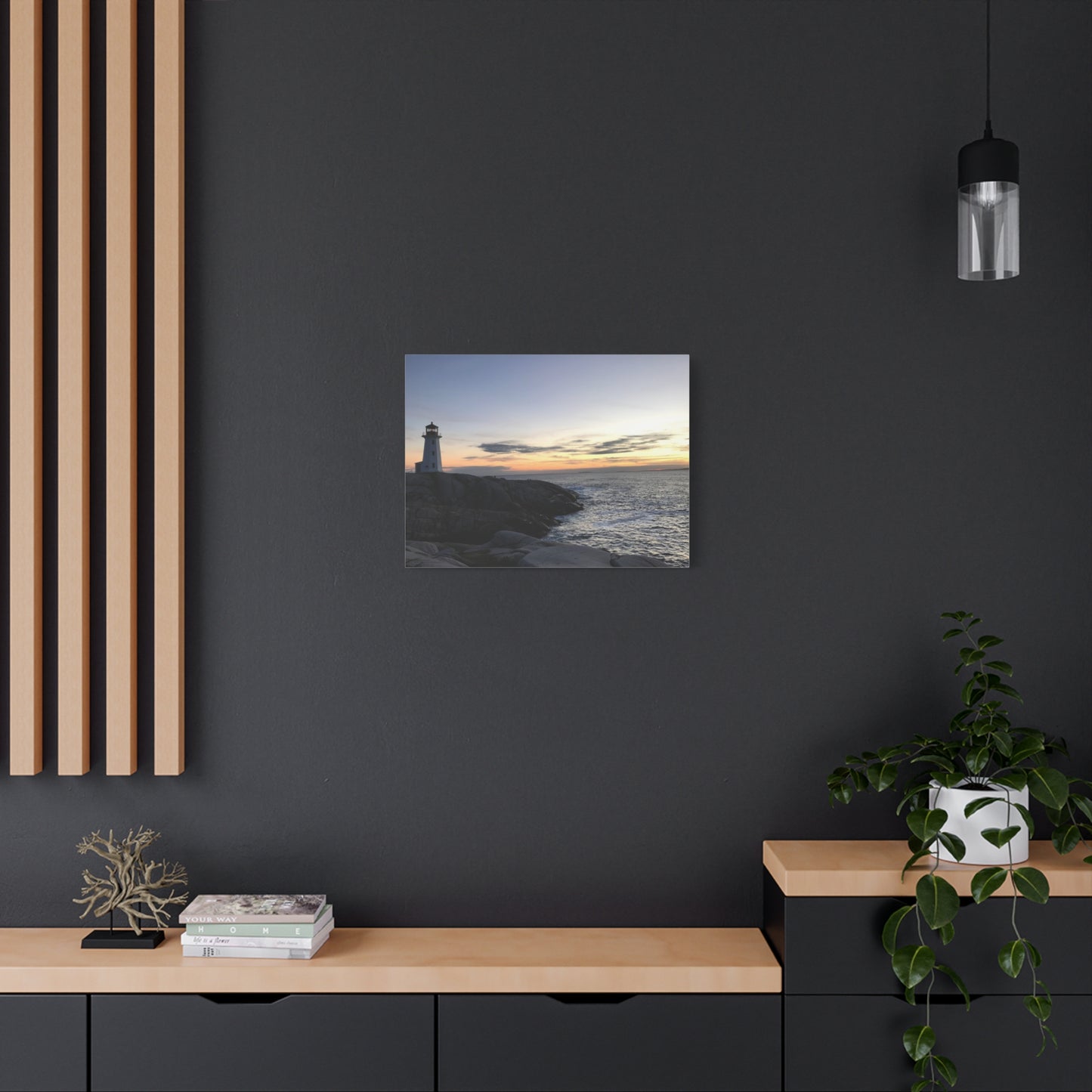 Sunset Lighthouse Canvas Print - Coastal Decor for Beach Lovers Peggys Cove