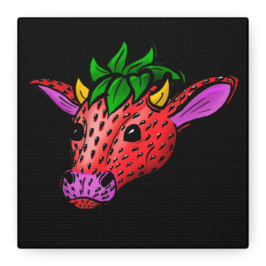 Colorful Cow Canvas Art - Strawberry Cow Stretched Wall Decor