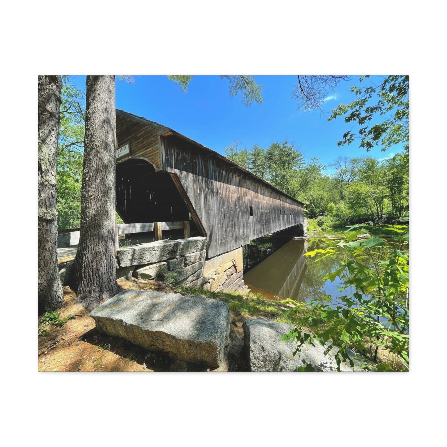 Scenic Covered Bridge Canvas Art - 1.25" Stretched Matte Wall Decor