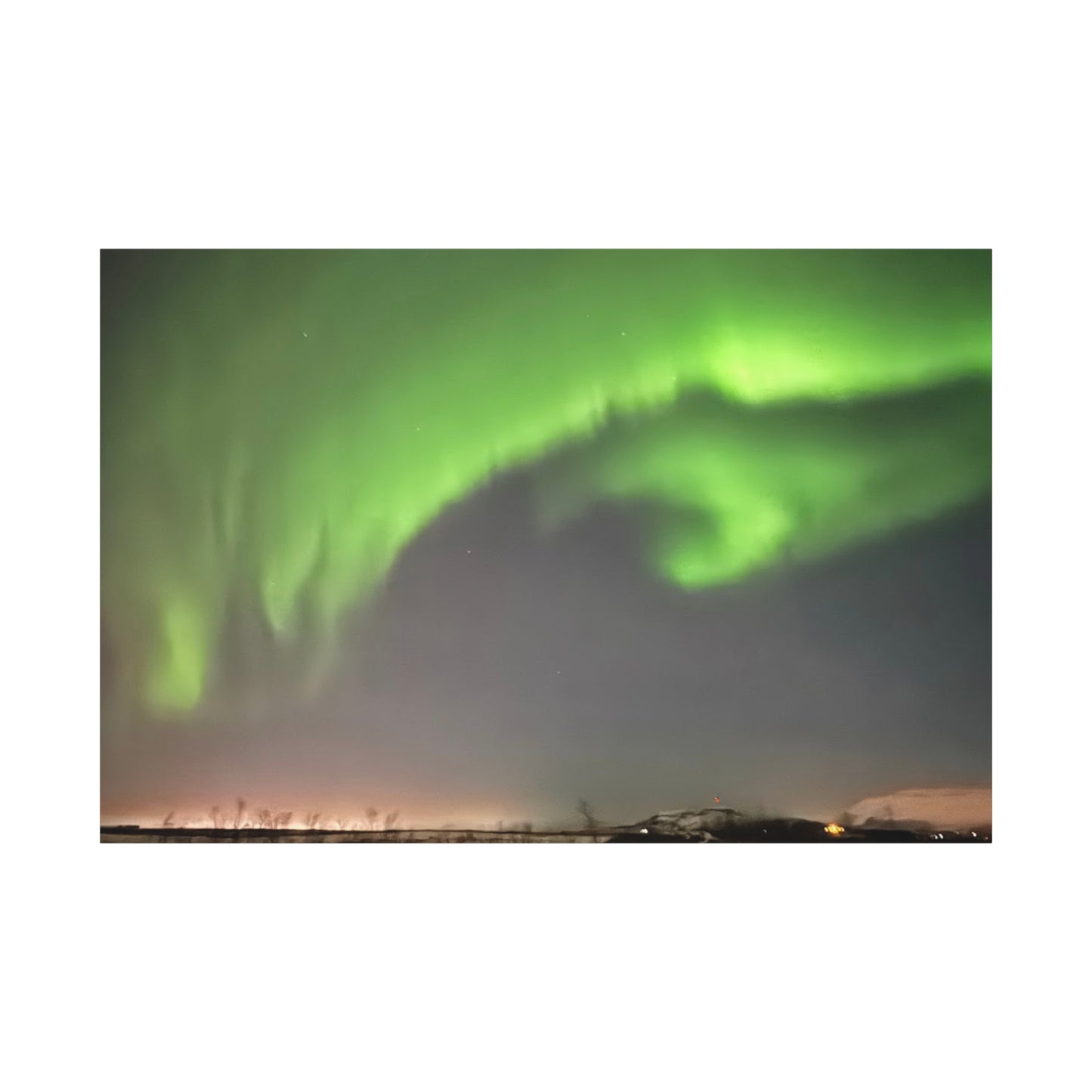 Aurora Borealis Canvas Art - Stunning Green Northern Lights Wall Decor Iceland