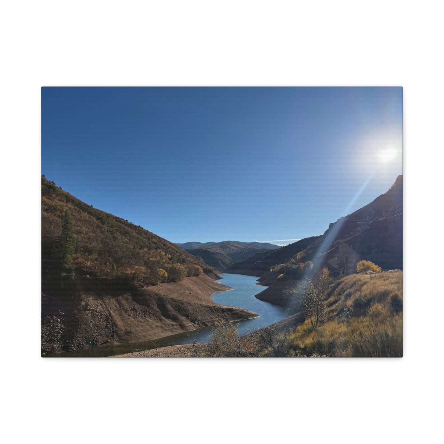 Scenic Landscape Canvas Wall Art – Tranquil Mountain River Design